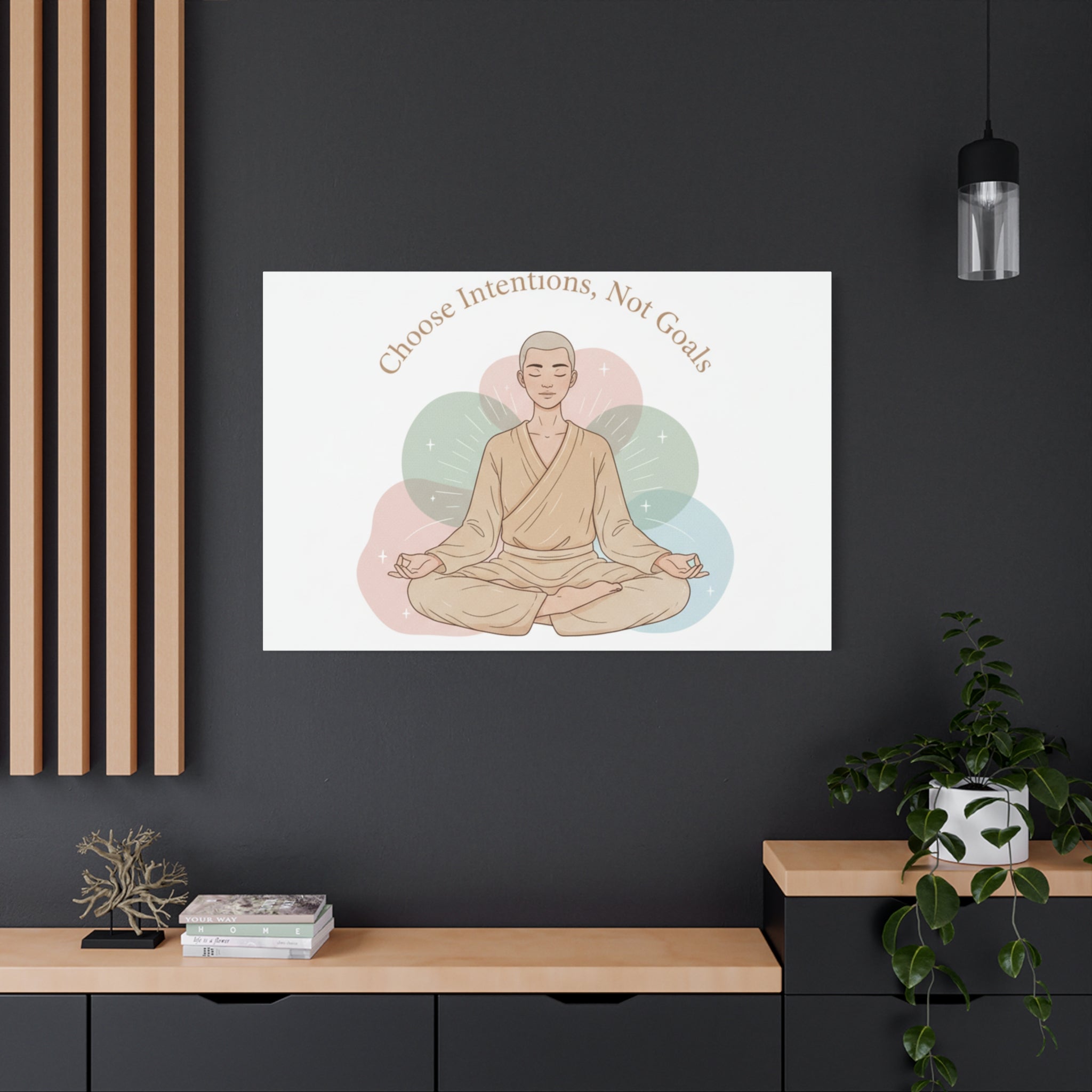 Choose Intentions Not Goals Canvas | gentle wellness poster, intention art