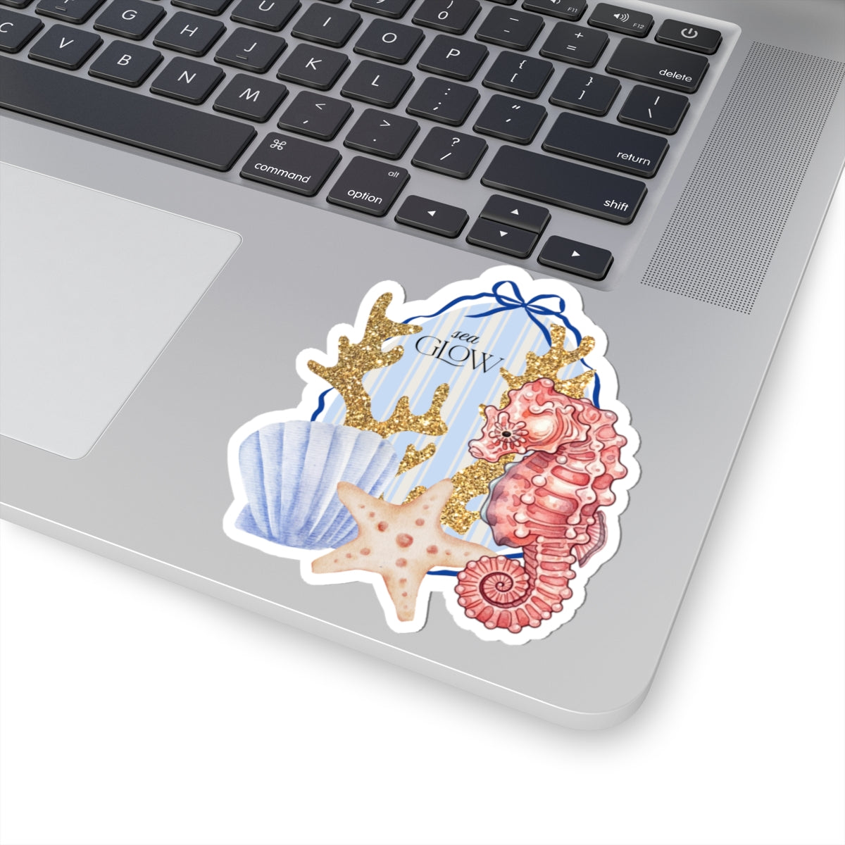Sea Glow Seahorse Stickers — Coastal Shell & Starfish Kiss-Cut Sticker