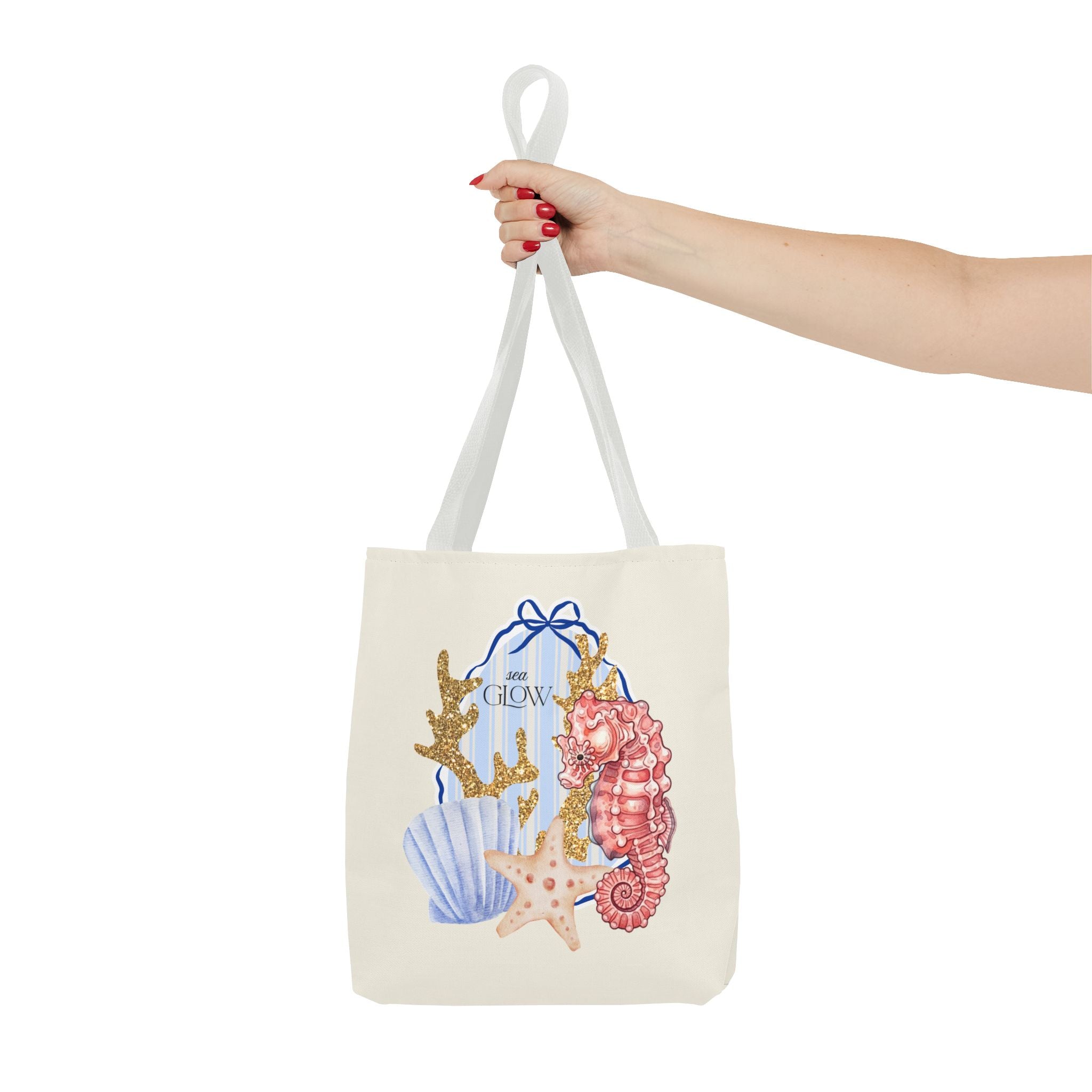 Seaside Glow Tote Bag — Seahorse & Shell Beach Tote