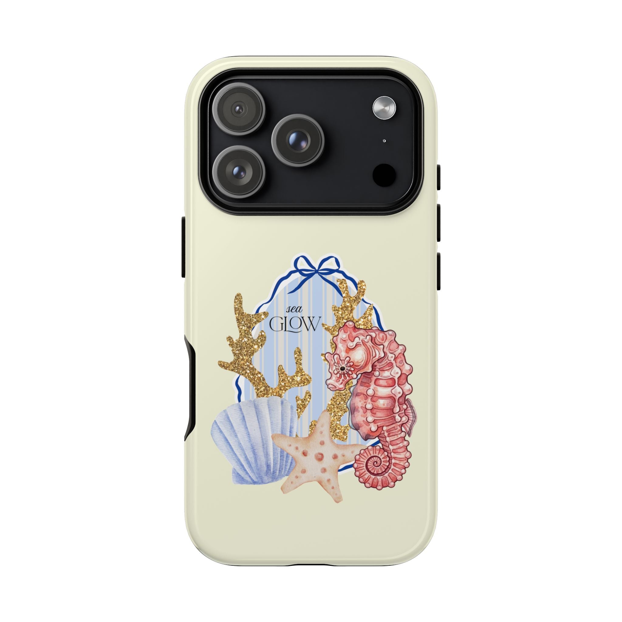 Glowy Summer Sea Phone Case — Coral, Blue & Beige Nostalgic Ocean Vibes