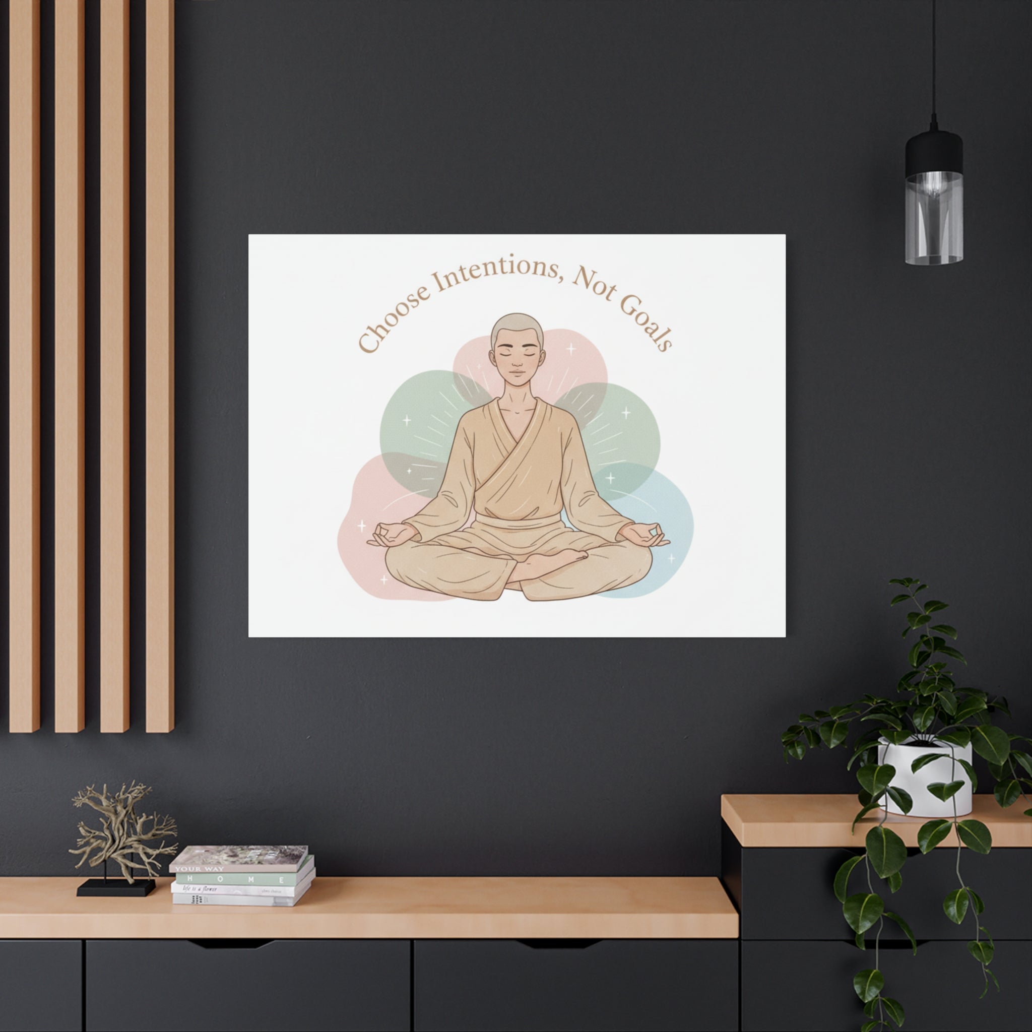 Choose Intentions Not Goals Canvas | gentle wellness poster, intention art