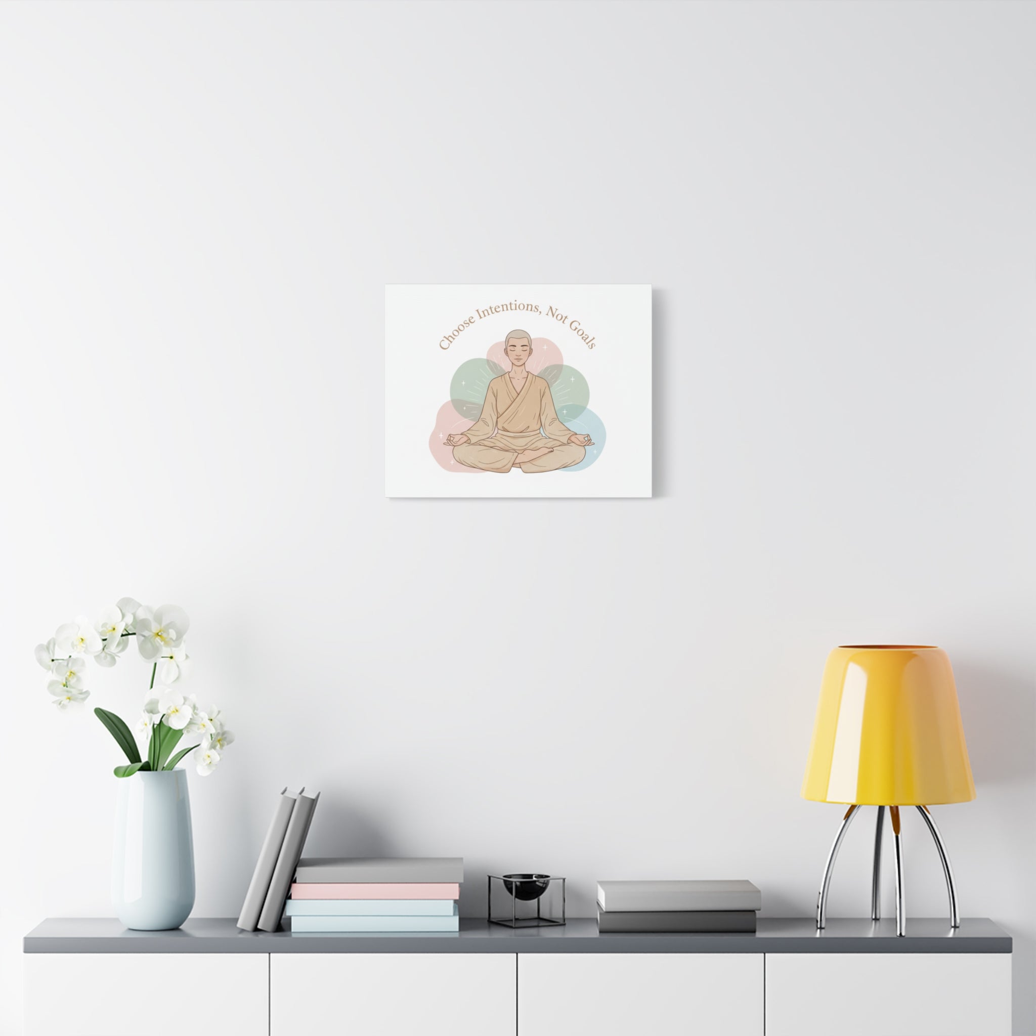 Choose Intentions Not Goals Canvas | gentle wellness poster, intention art
