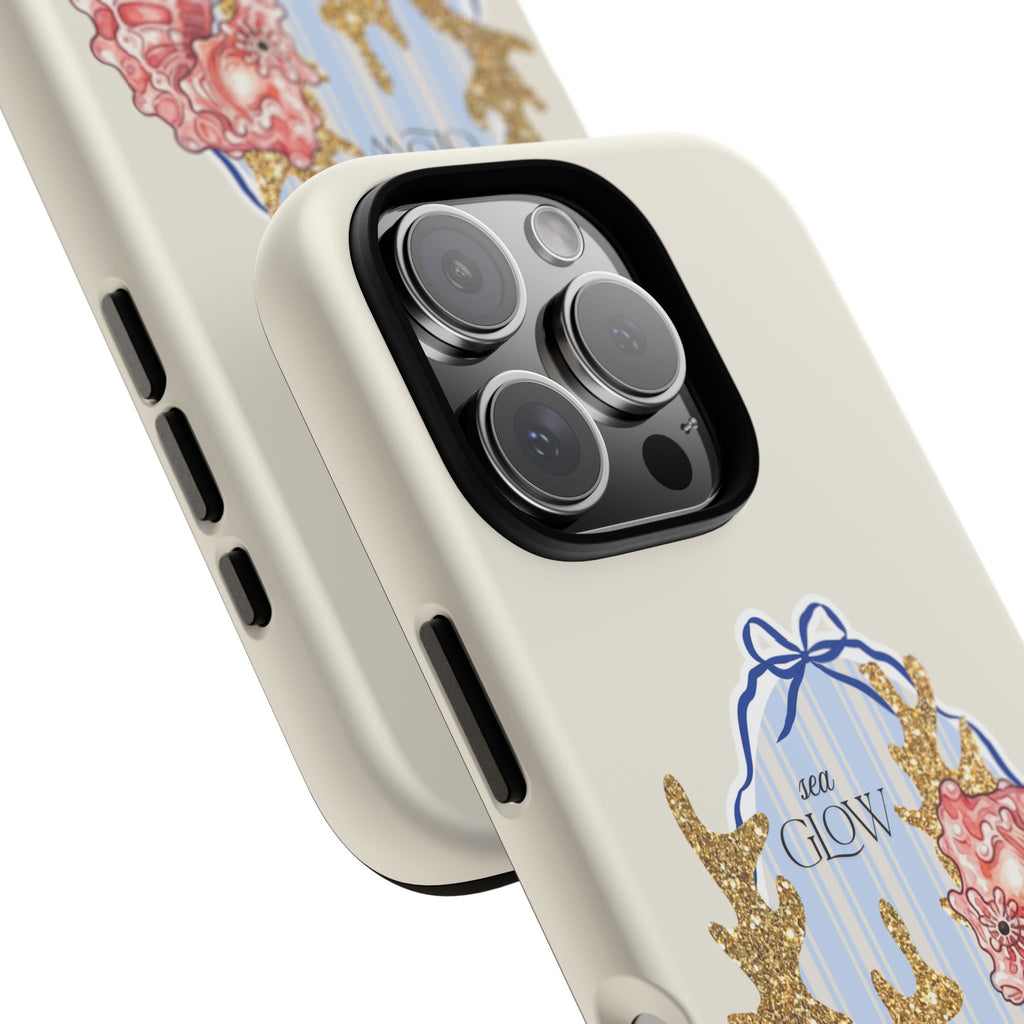 Glowy Summer Sea Phone Case — Coral, Blue & Beige Nostalgic Ocean Vibes