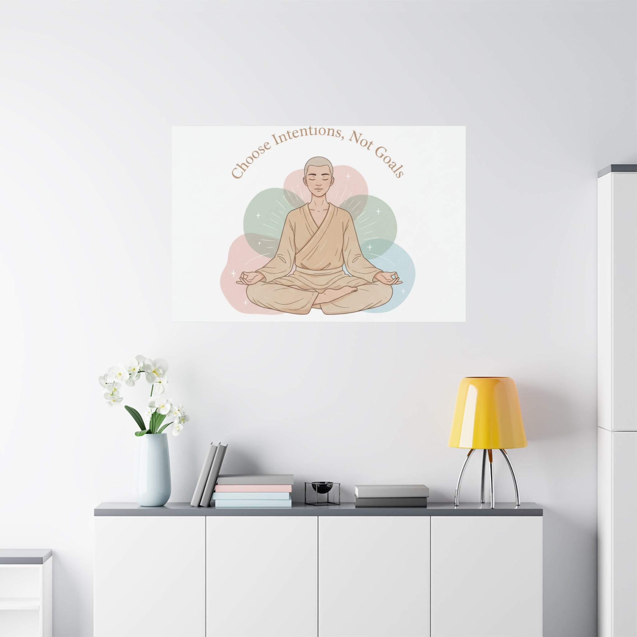 Choose Intentions Not Goals Canvas | gentle wellness poster, intention art