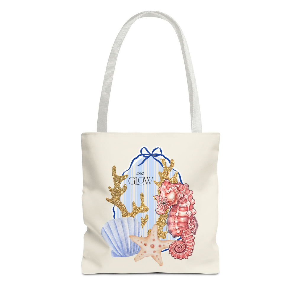 Seaside Glow Tote Bag — Seahorse & Shell Beach Tote