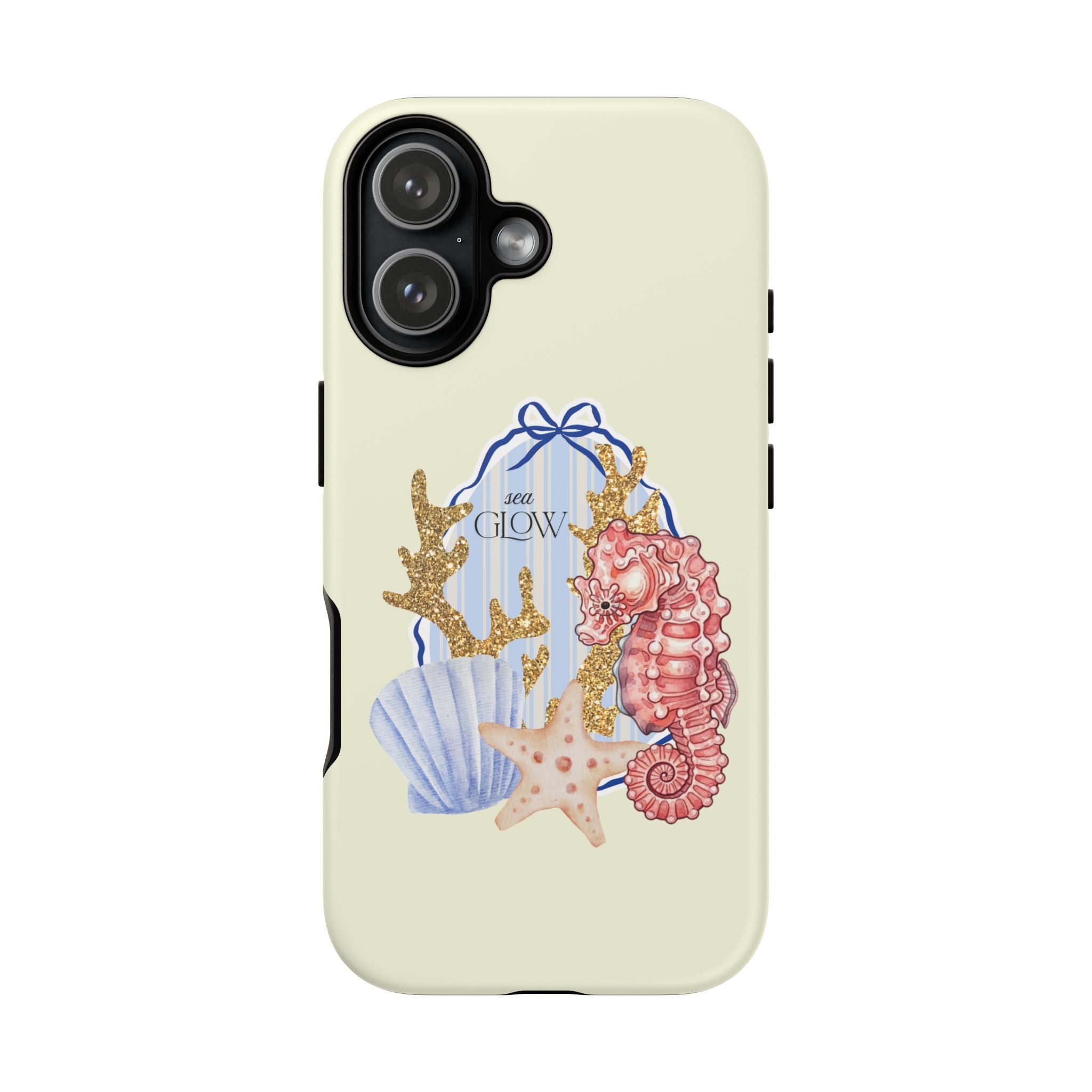 Glowy Summer Sea Phone Case — Coral, Blue & Beige Nostalgic Ocean Vibes