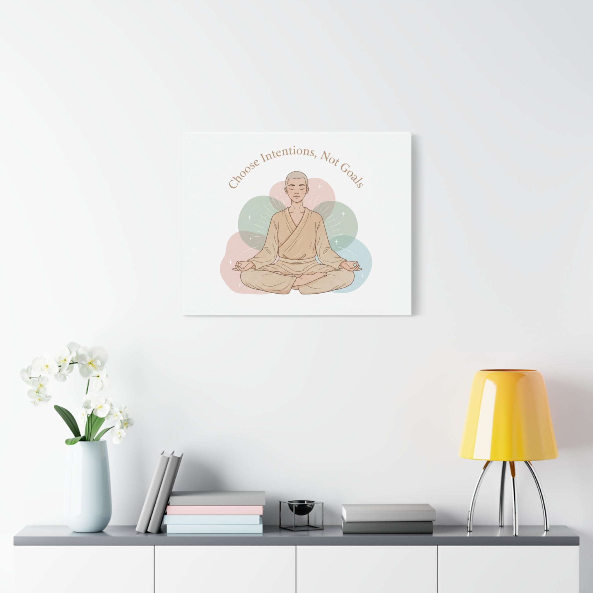 Choose Intentions Not Goals Canvas | gentle wellness poster, intention art
