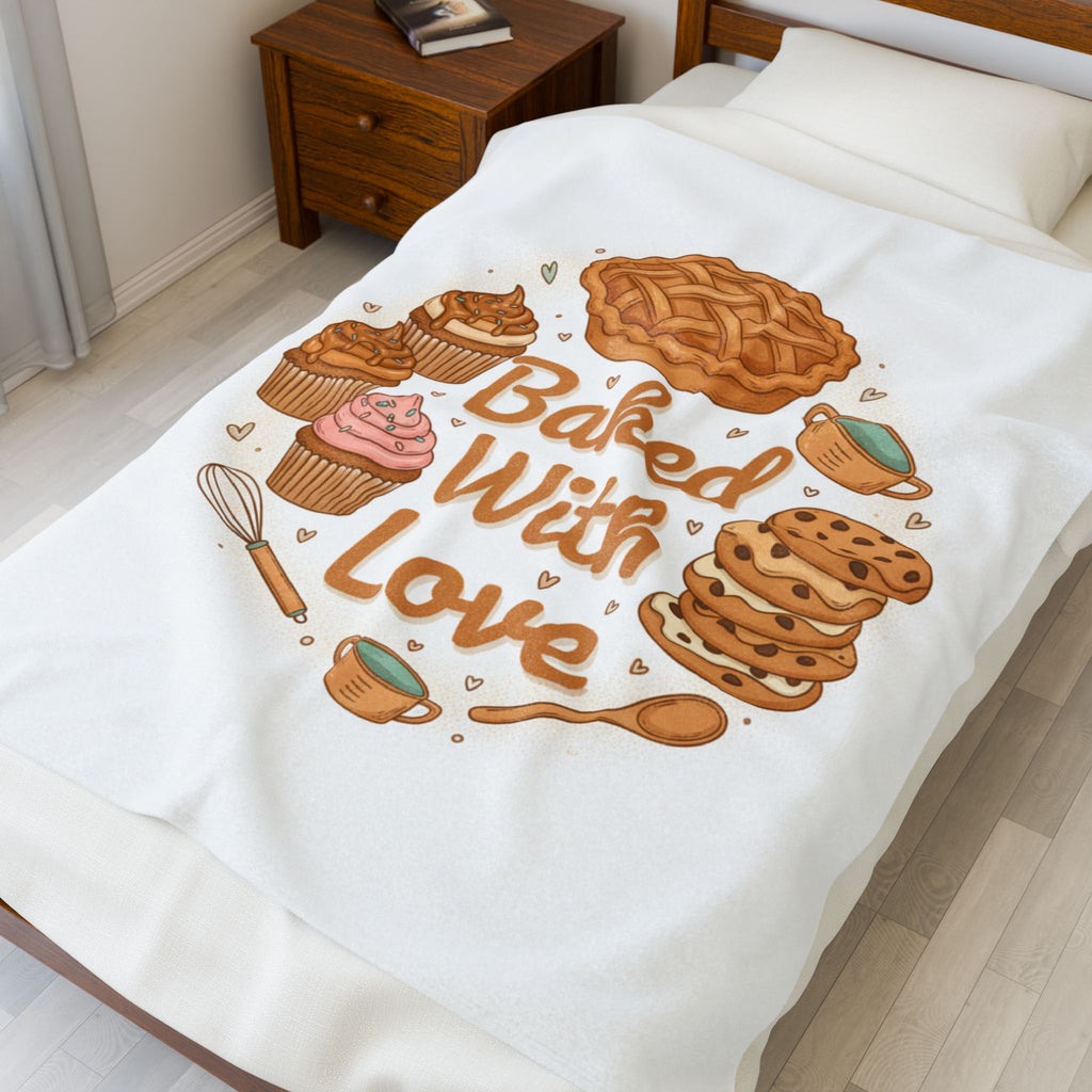 Velveteen Plush Blanket — Cozy Baking Theme Throw