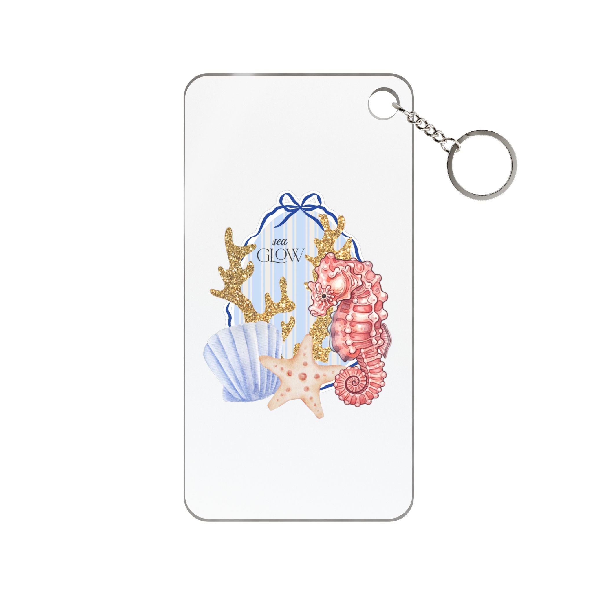 Seashell & Seahorse Keychain Charm – Coastal Beach Accessory