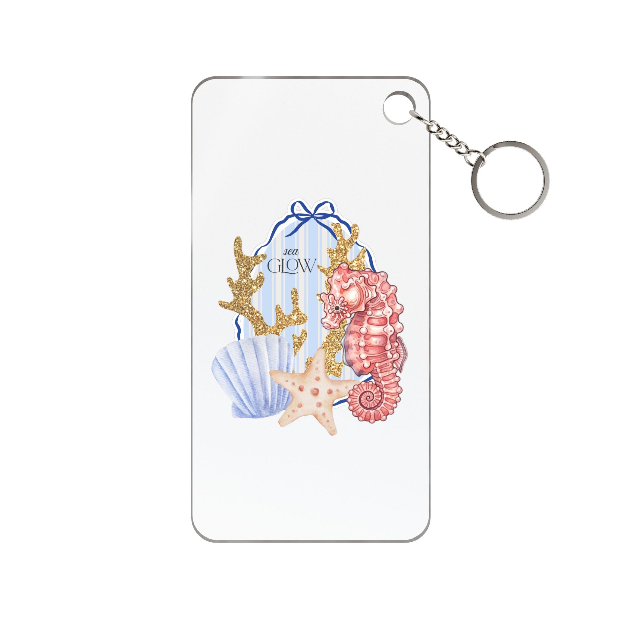Seashell & Seahorse Keychain Charm – Coastal Beach Accessory