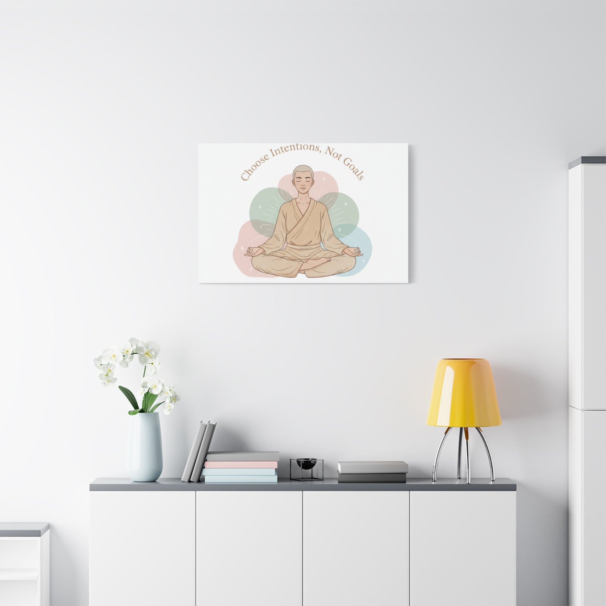 Choose Intentions Not Goals Canvas | gentle wellness poster, intention art
