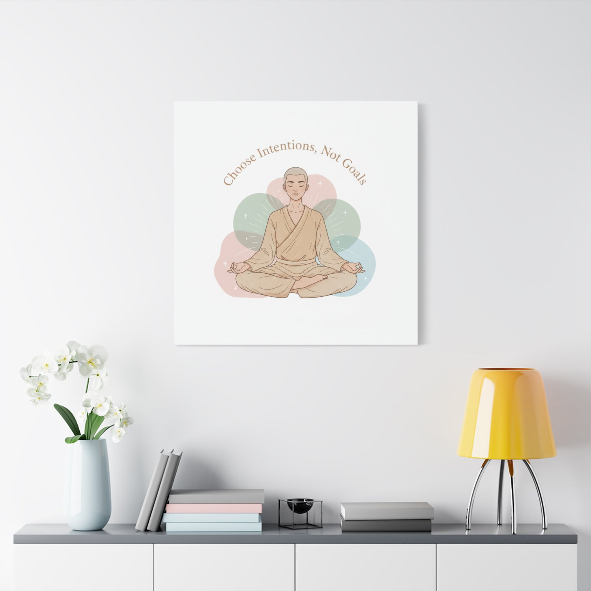 Choose Intentions Not Goals Canvas | gentle wellness poster, intention art
