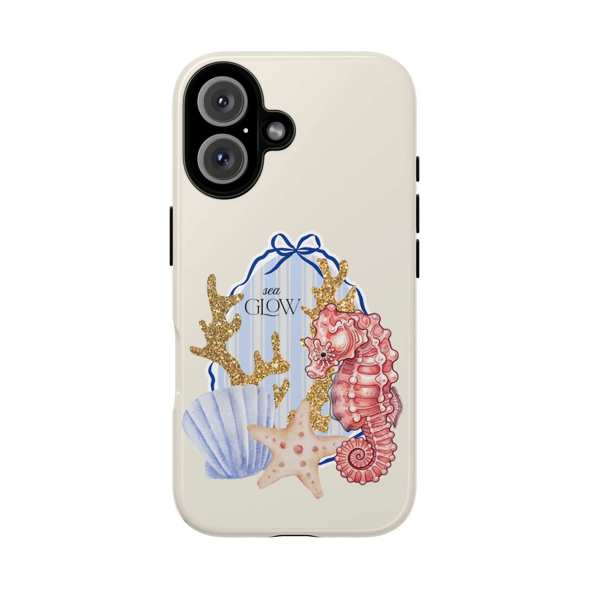 Glowy Summer Sea Phone Case — Coral, Blue & Beige Nostalgic Ocean Vibes
