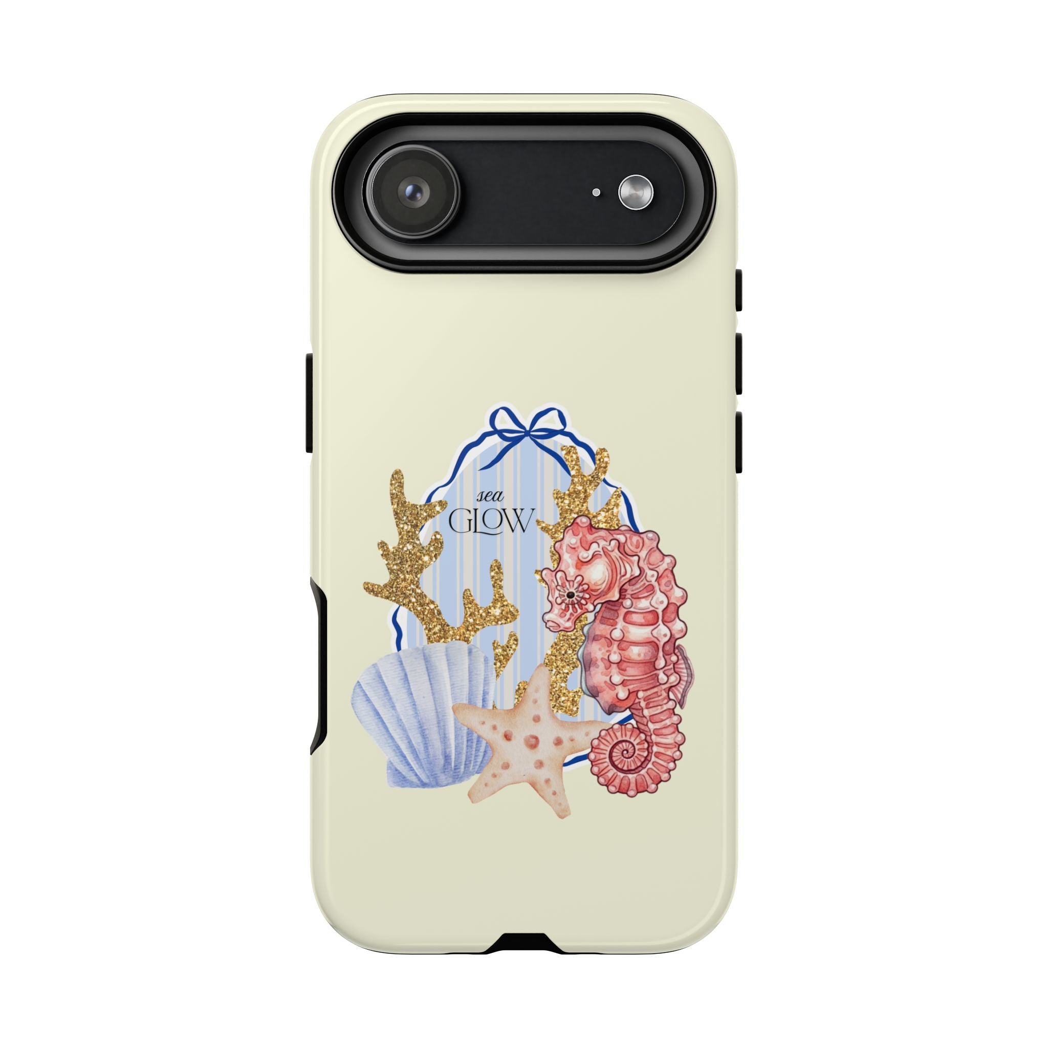 Glowy Summer Sea Phone Case — Coral, Blue & Beige Nostalgic Ocean Vibes