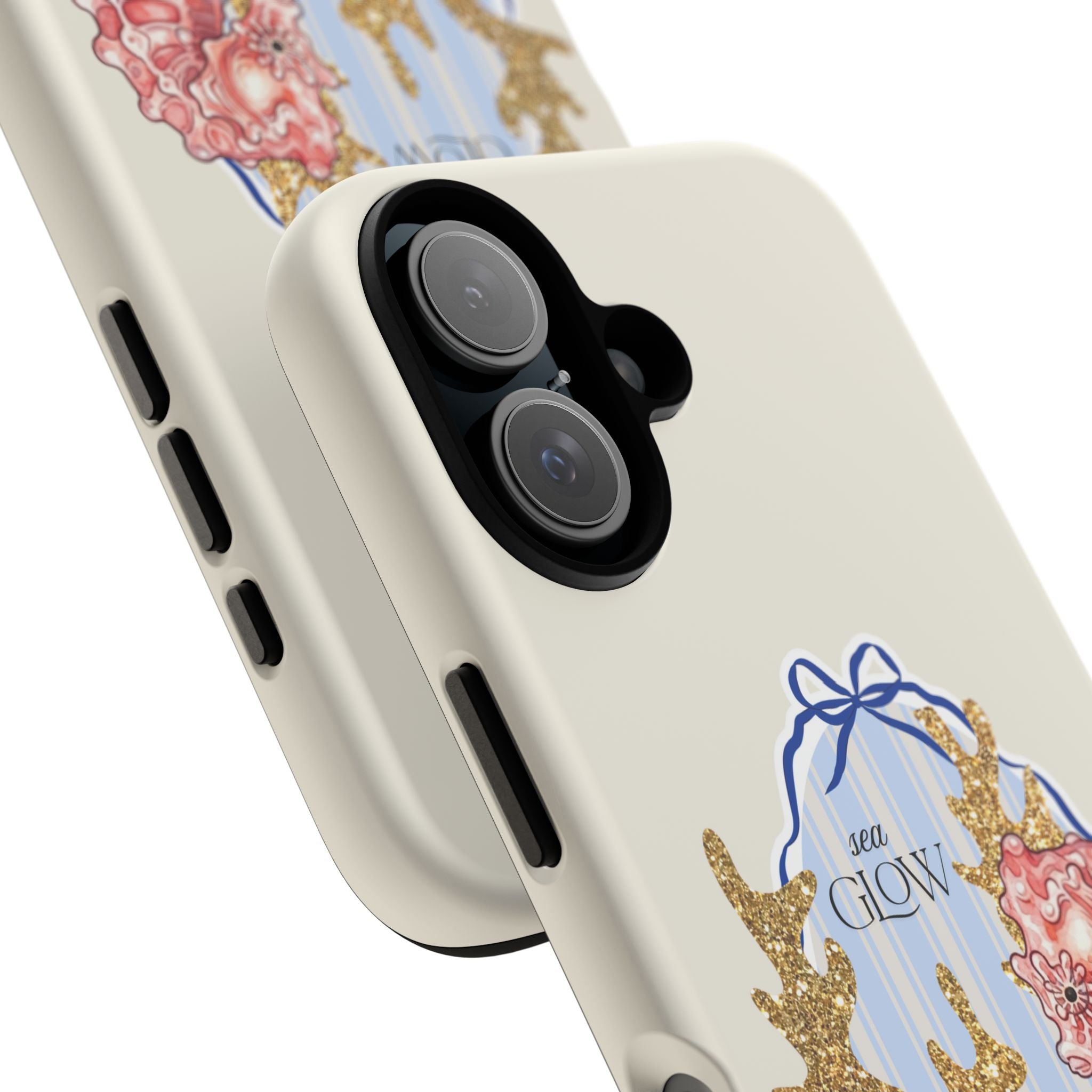 Glowy Summer Sea Phone Case — Coral, Blue & Beige Nostalgic Ocean Vibes