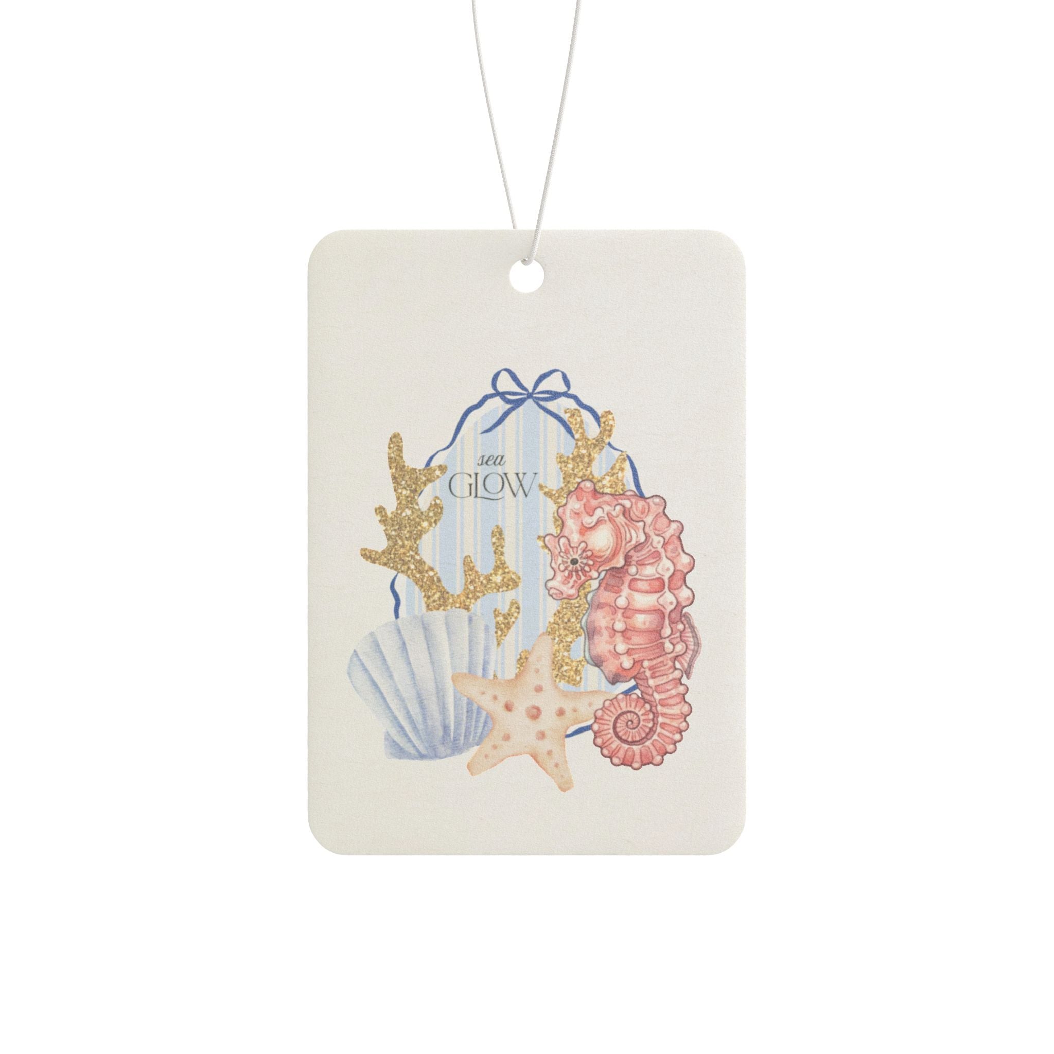Seaside Shells Car Air Freshener – Coastal Seahorse & Starfish Scented Tag