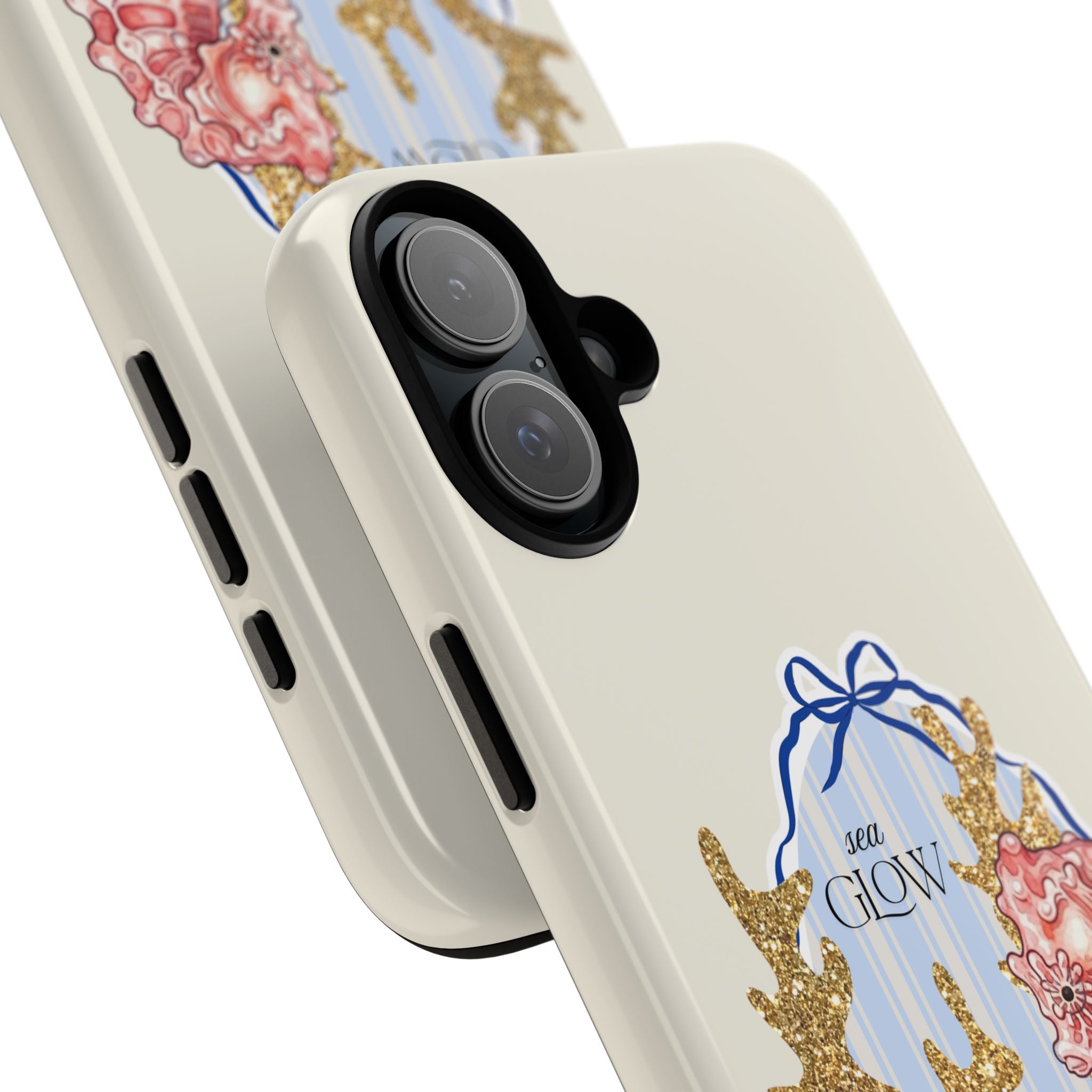 Glowy Summer Sea Phone Case — Coral, Blue & Beige Nostalgic Ocean Vibes