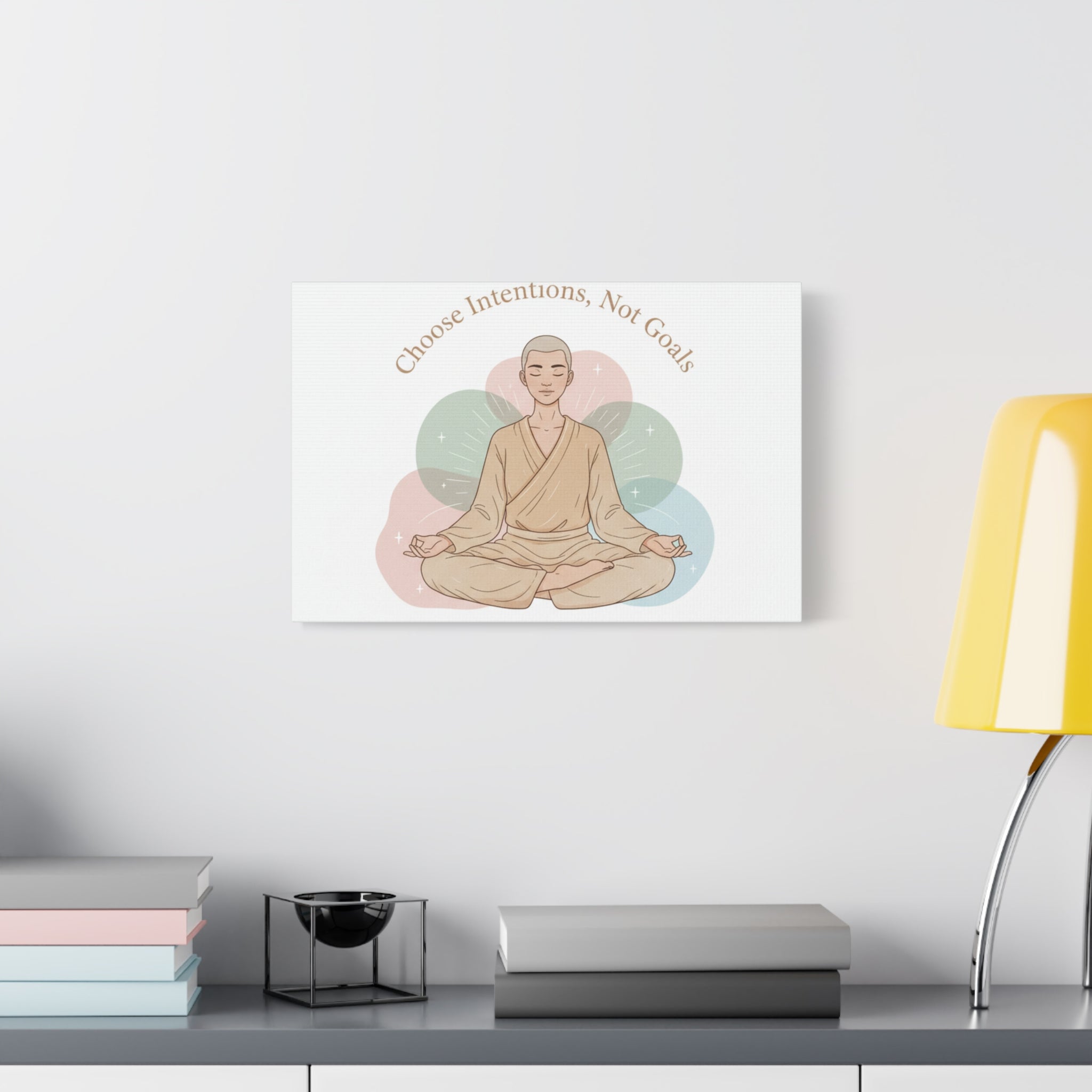 Choose Intentions Not Goals Canvas | gentle wellness poster, intention art