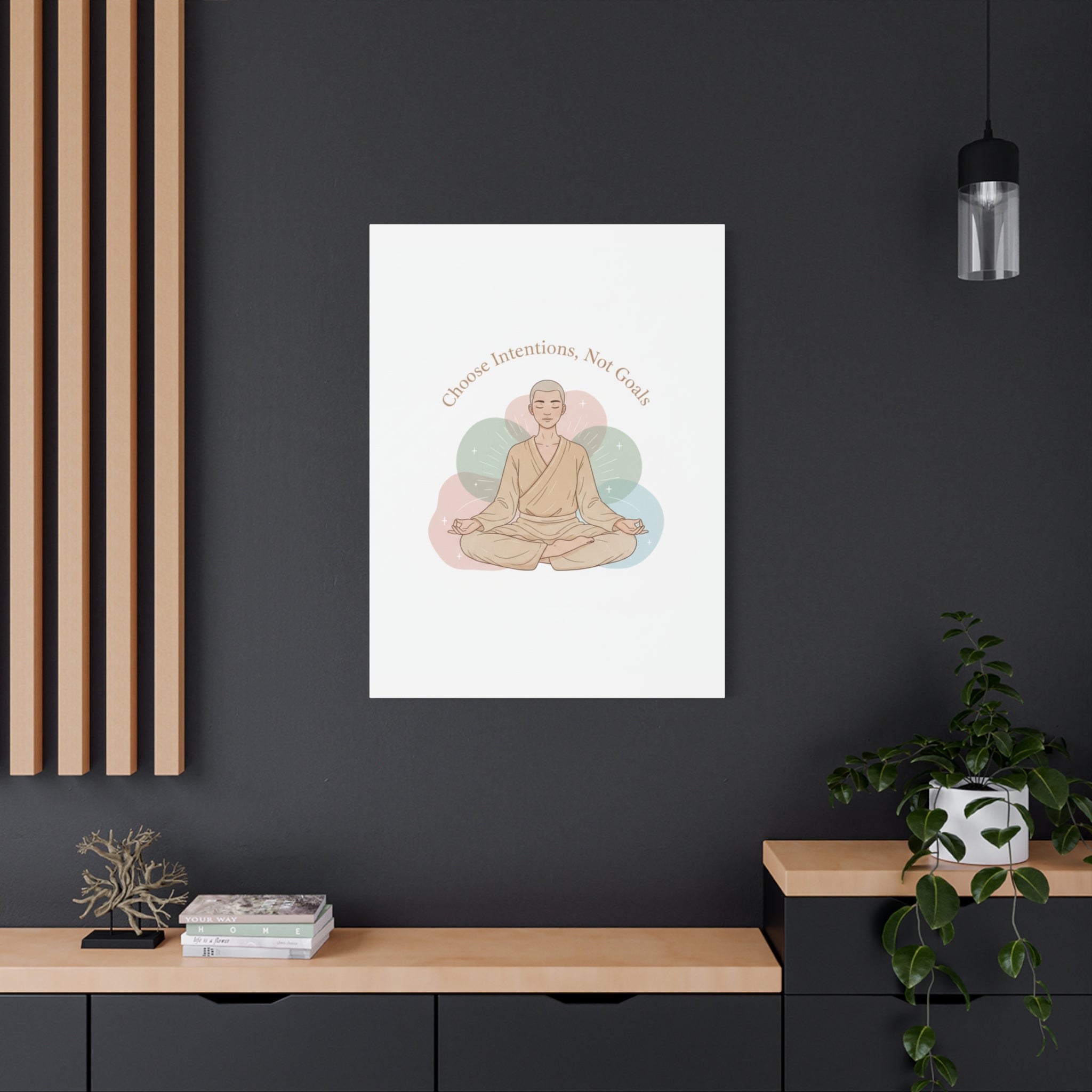 Choose Intentions Not Goals Canvas | gentle wellness poster, intention art