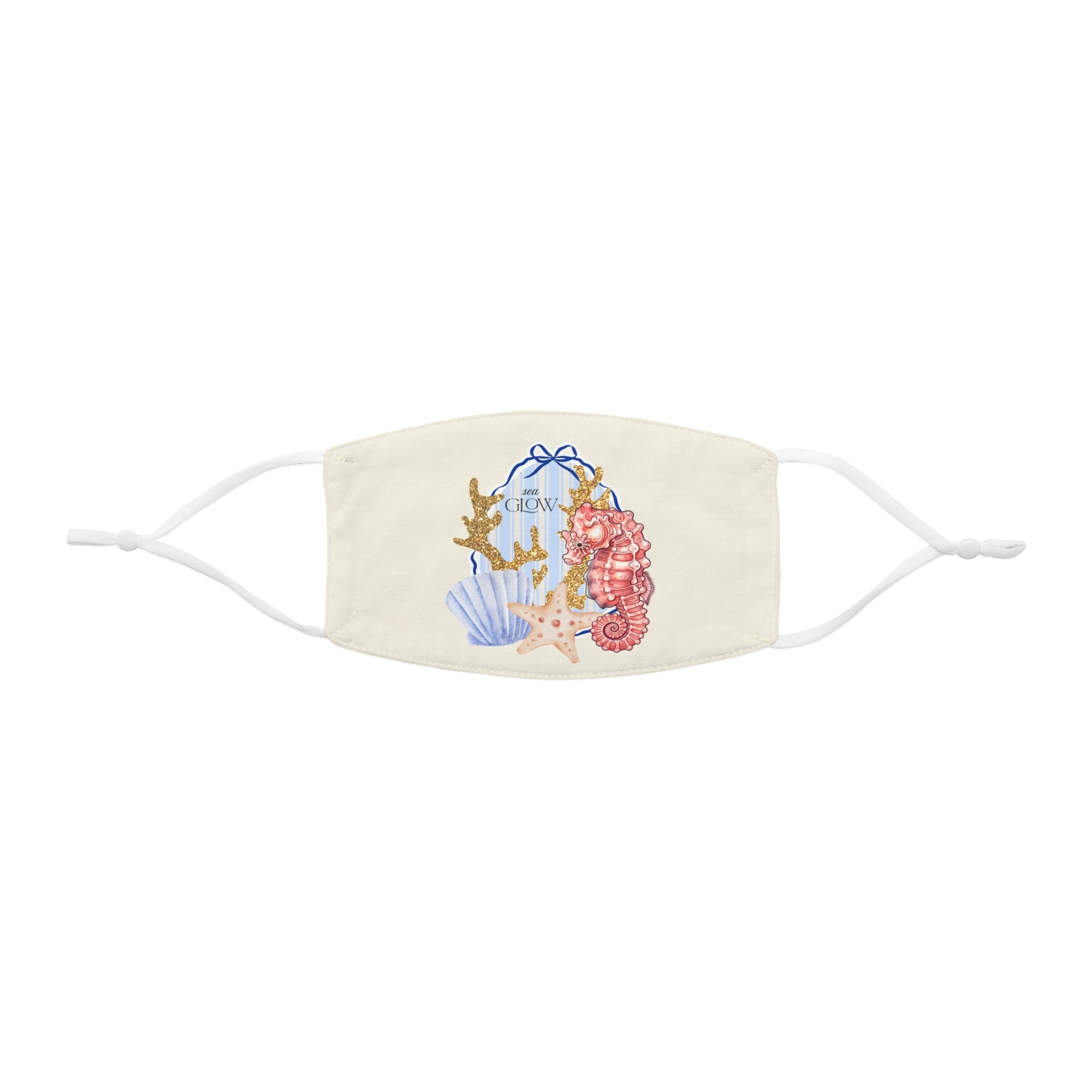 Seashell & Seahorse Face Mask — Coastal Beach Floral Mask