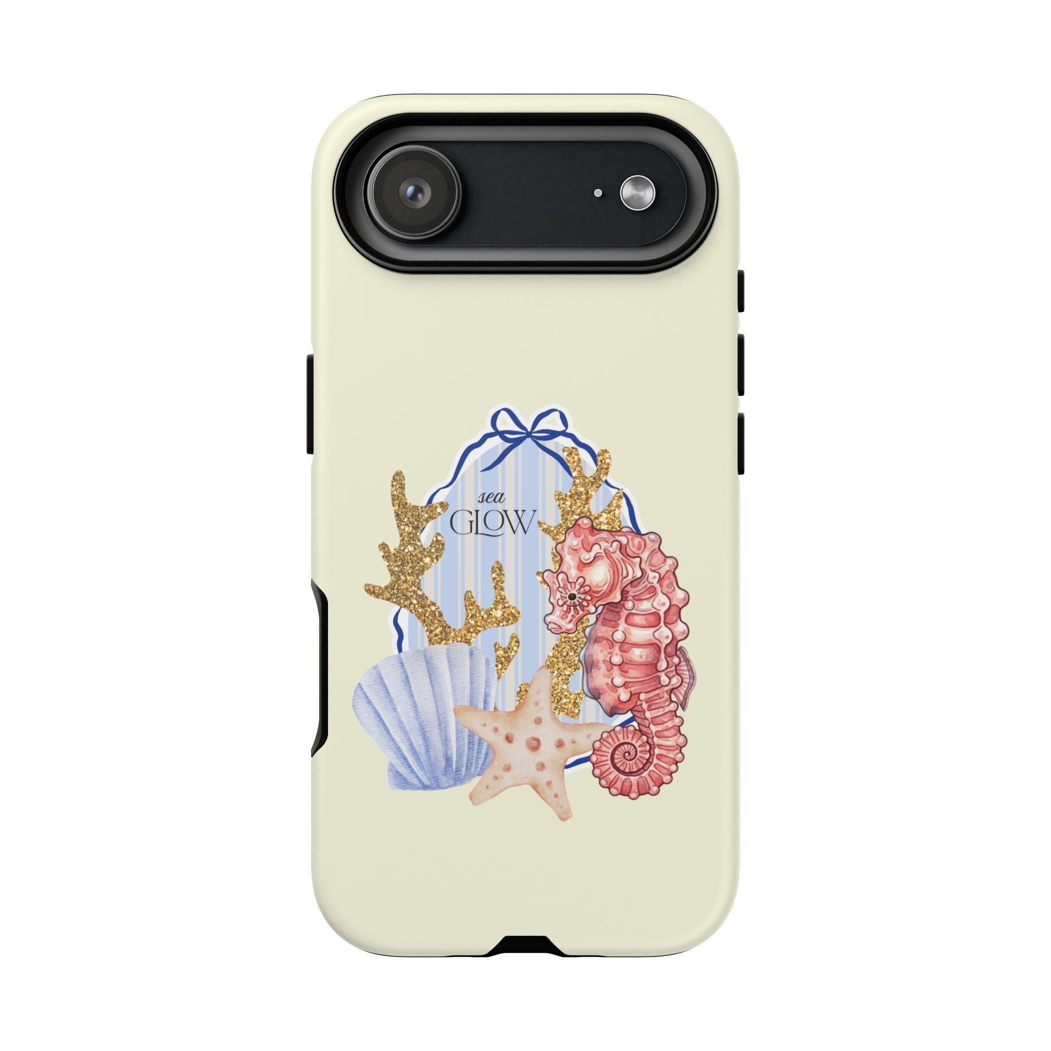 Glowy Summer Sea Phone Case — Coral, Blue & Beige Nostalgic Ocean Vibes