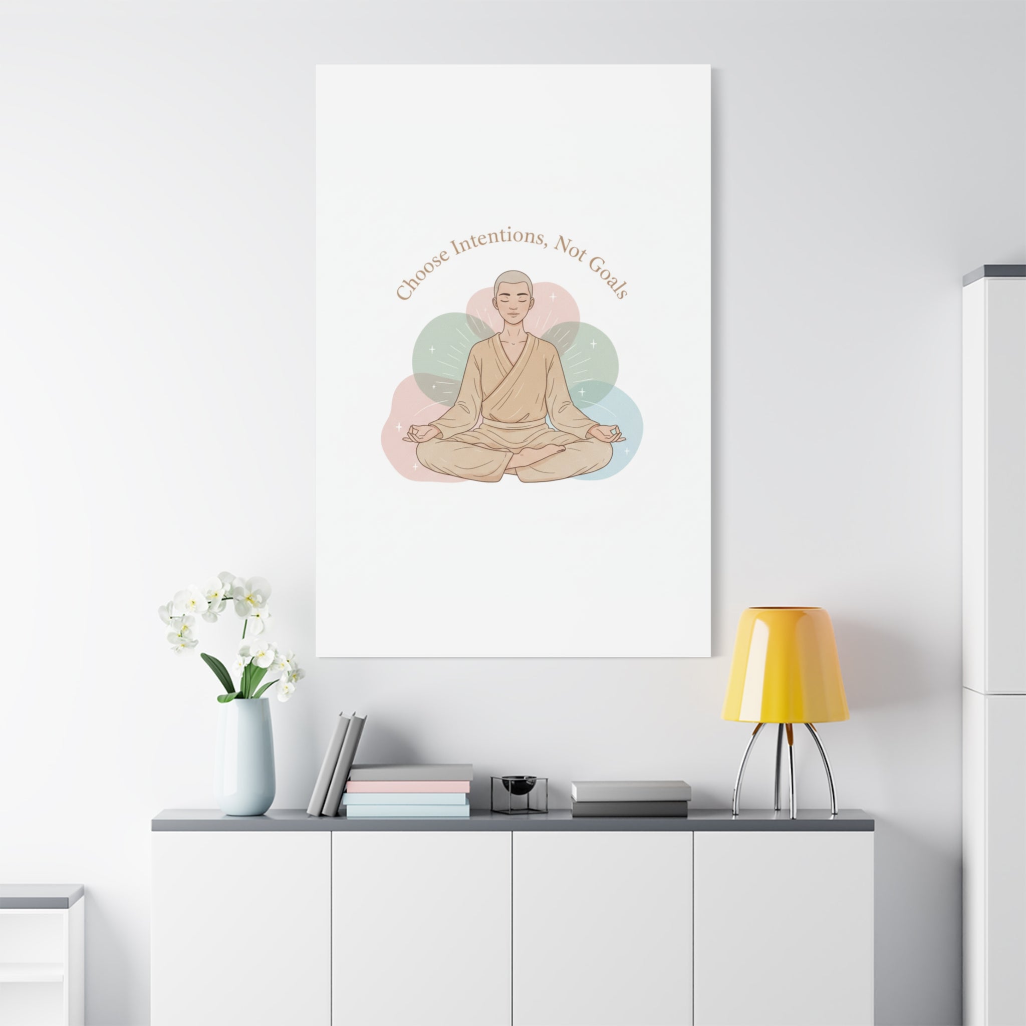 Choose Intentions Not Goals Canvas | gentle wellness poster, intention art
