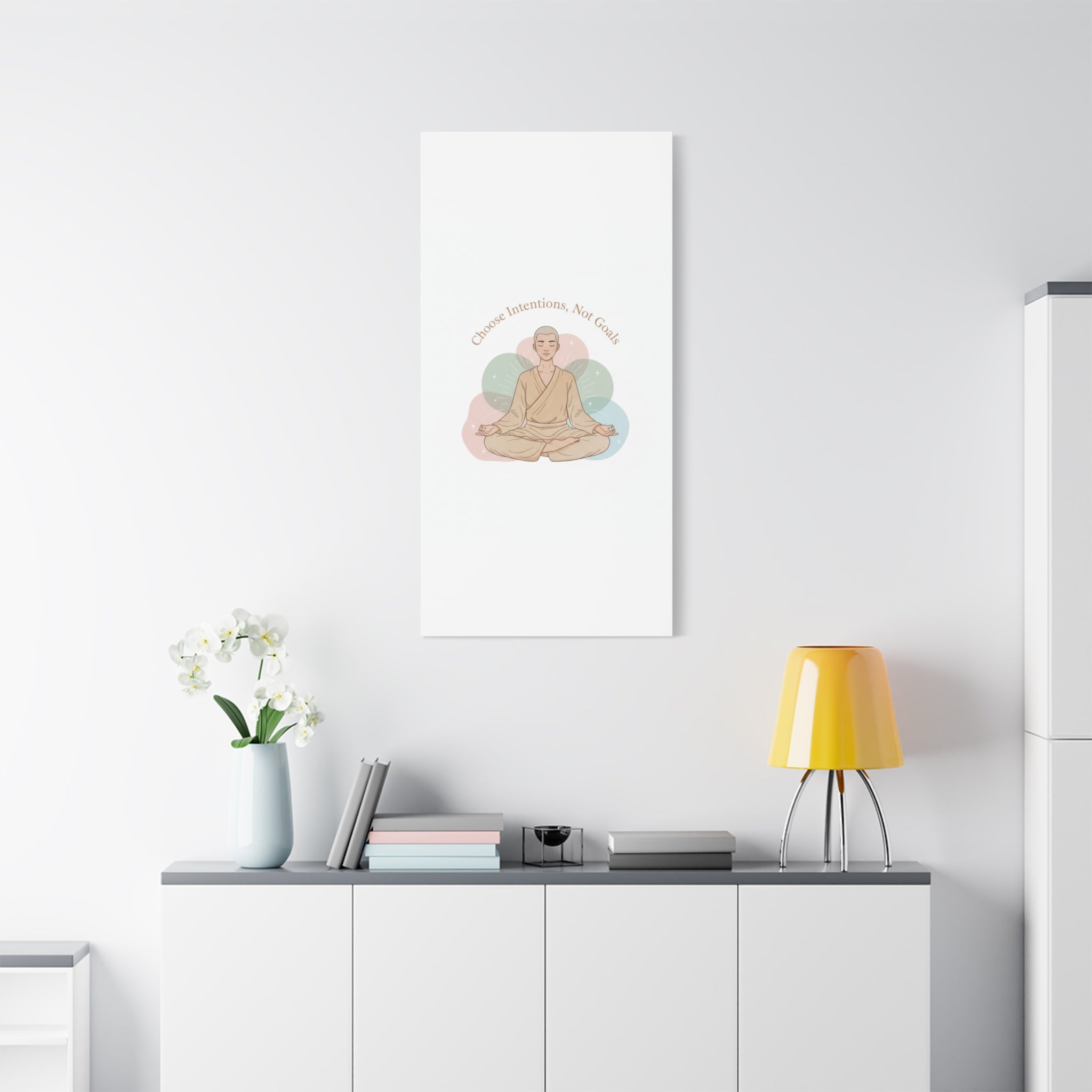 Choose Intentions Not Goals Canvas | gentle wellness poster, intention art