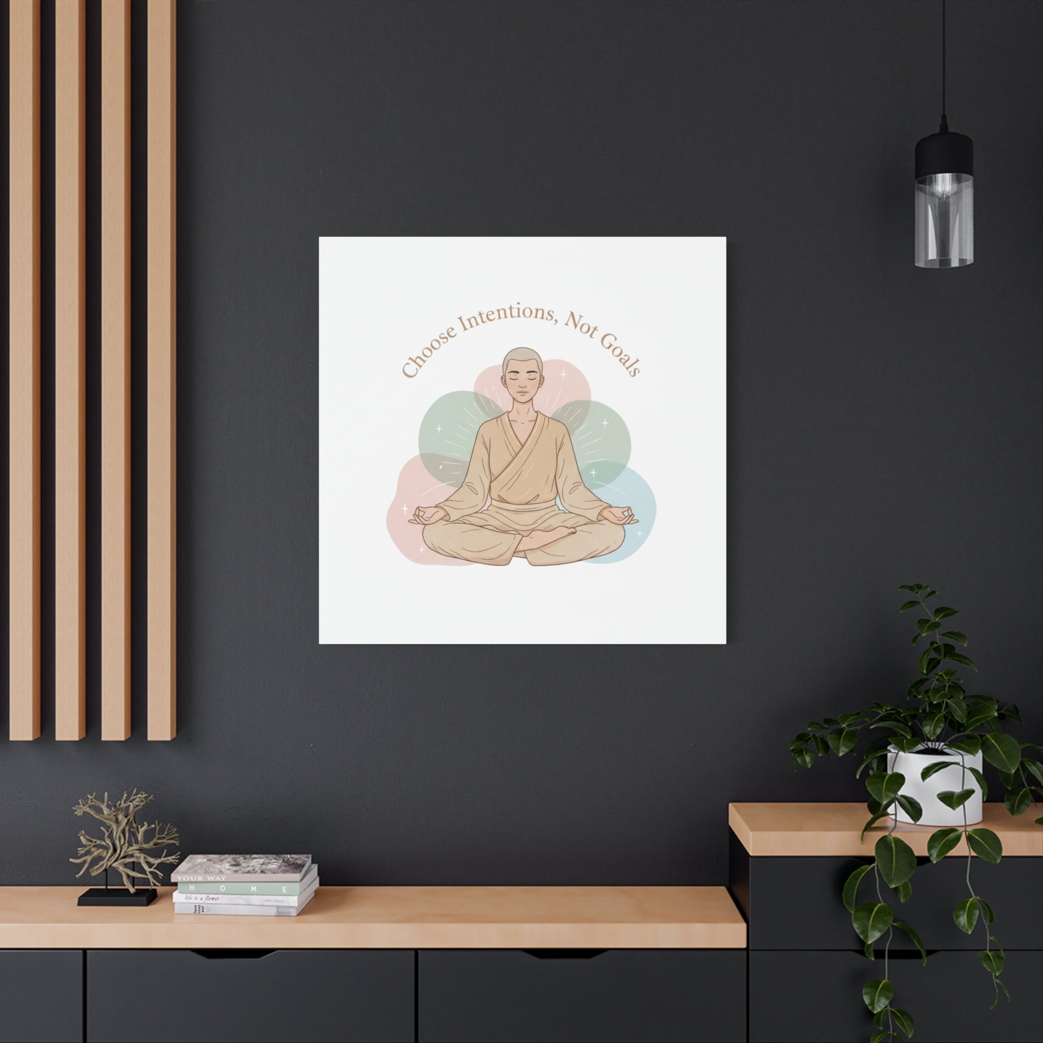 Choose Intentions Not Goals Canvas | gentle wellness poster, intention art