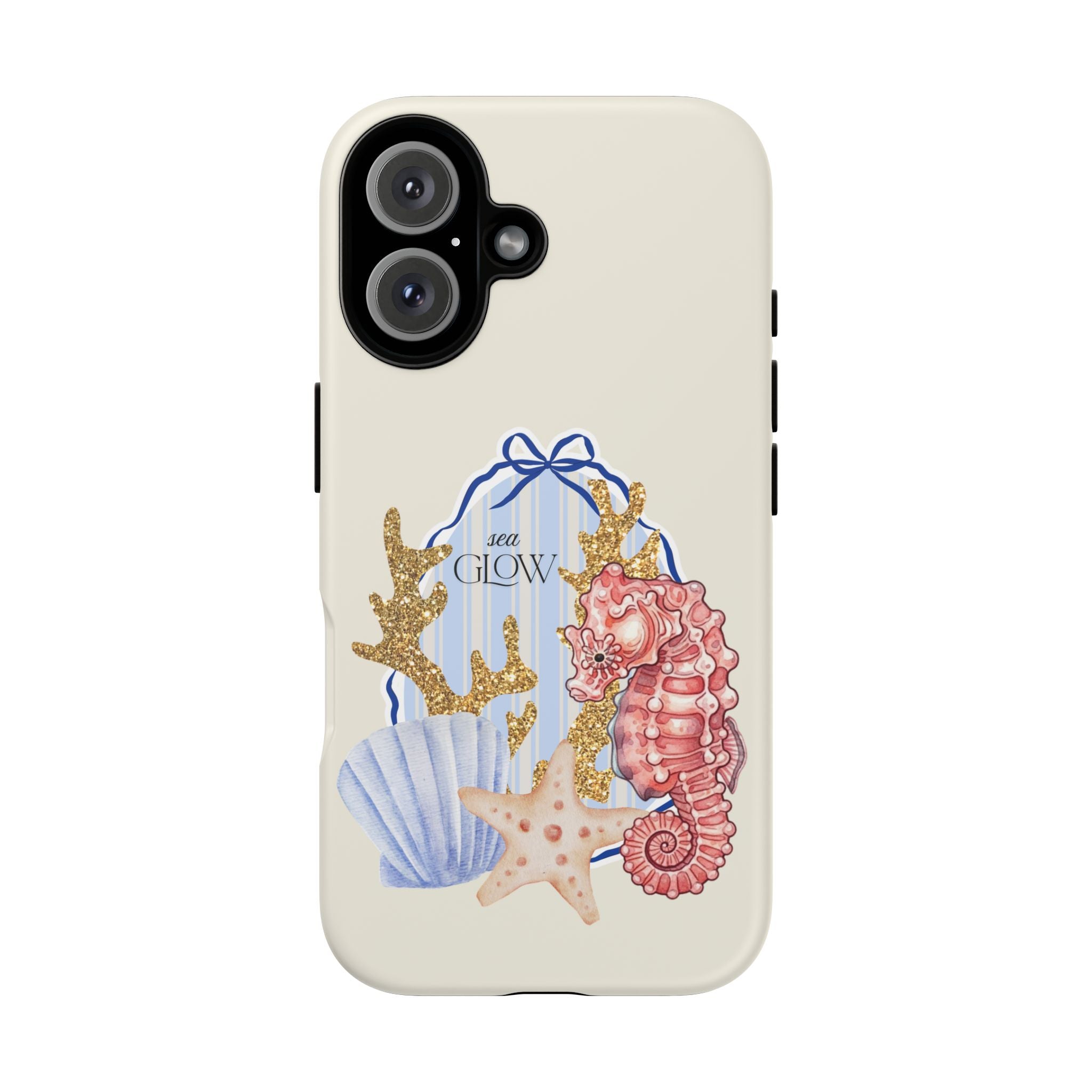 Glowy Summer Sea Phone Case — Coral, Blue & Beige Nostalgic Ocean Vibes