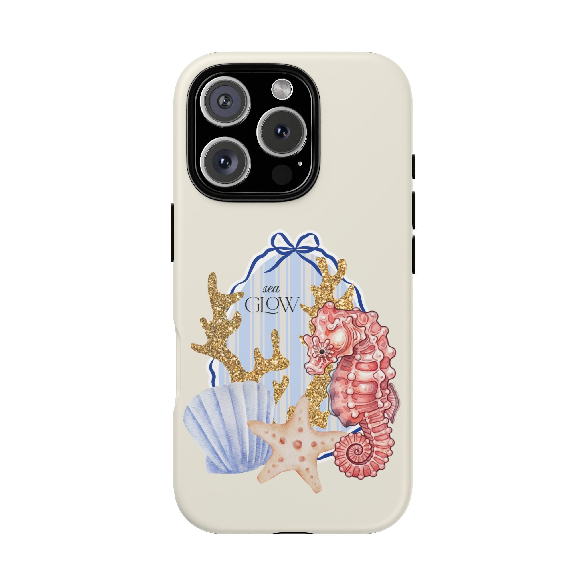 Glowy Summer Sea Phone Case — Coral, Blue & Beige Nostalgic Ocean Vibes