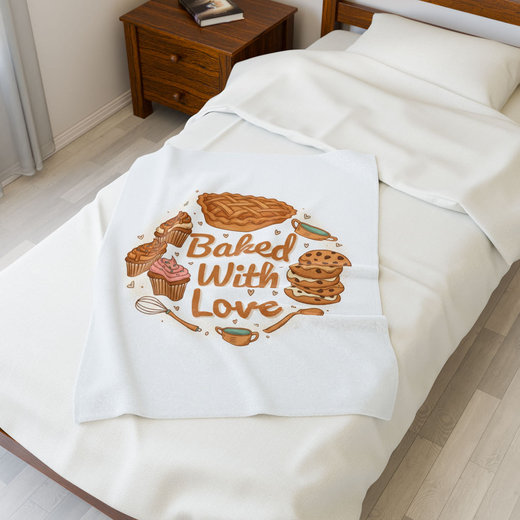 Velveteen Plush Blanket — Cozy Baking Theme Throw