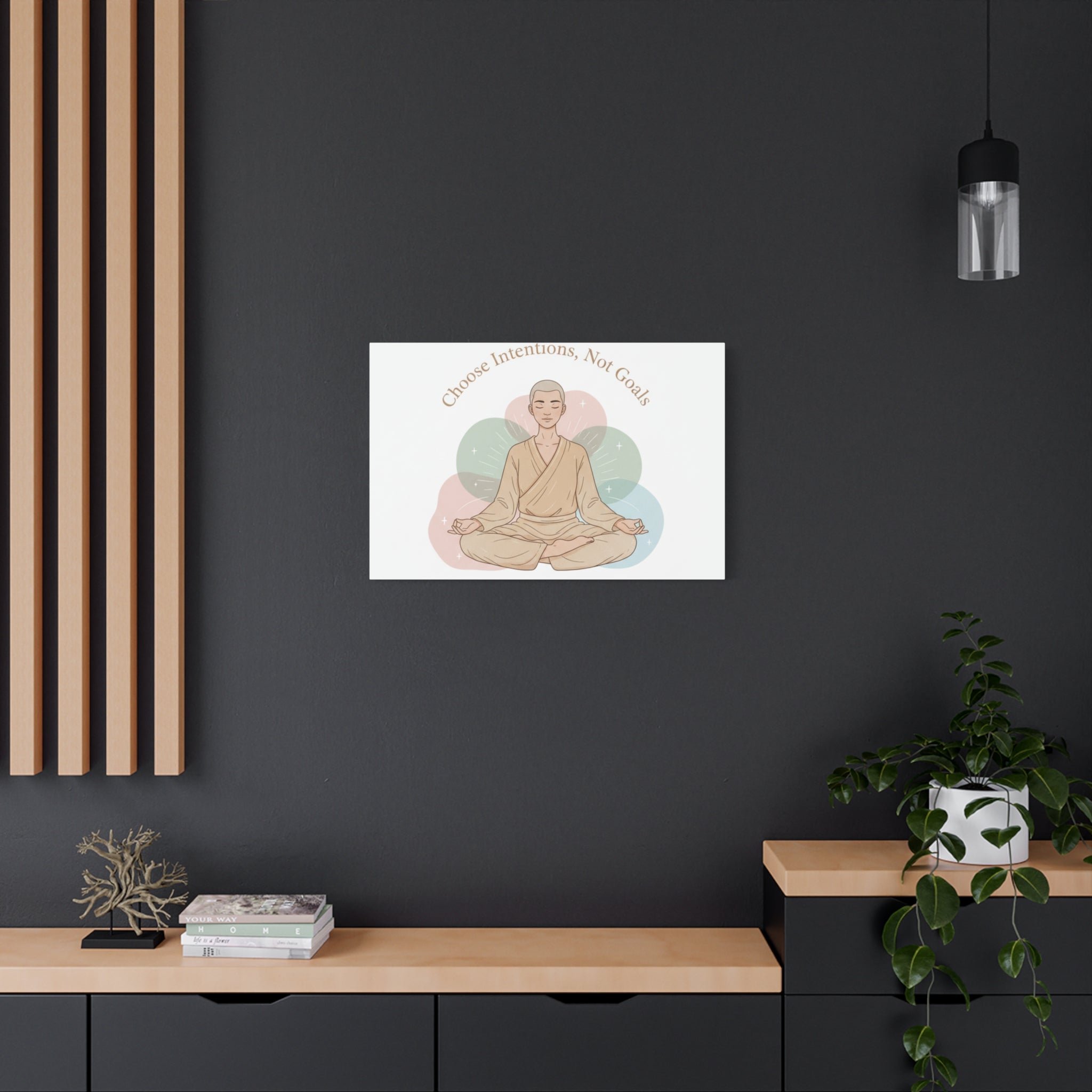 Choose Intentions Not Goals Canvas | gentle wellness poster, intention art