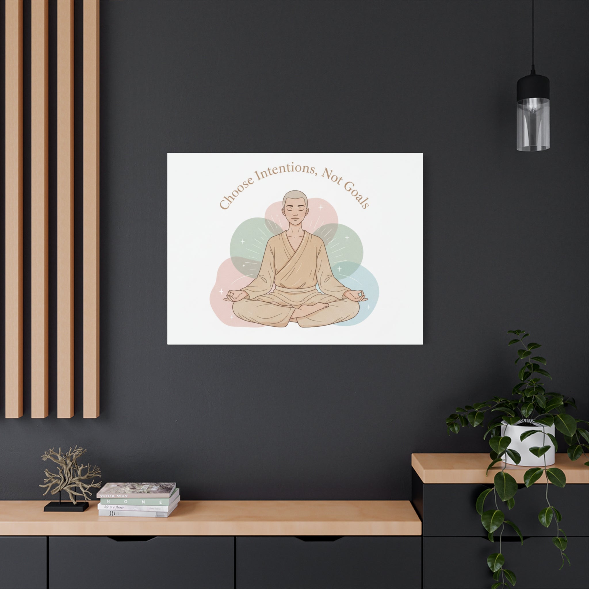 Choose Intentions Not Goals Canvas | gentle wellness poster, intention art