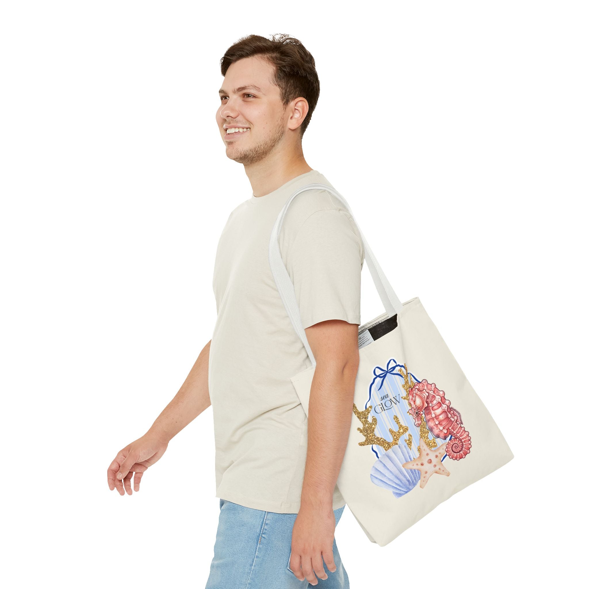 Seaside Glow Tote Bag — Seahorse & Shell Beach Tote