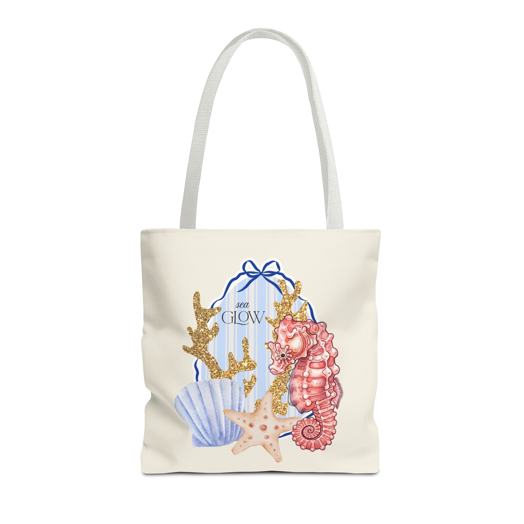Seaside Glow Tote Bag — Seahorse & Shell Beach Tote