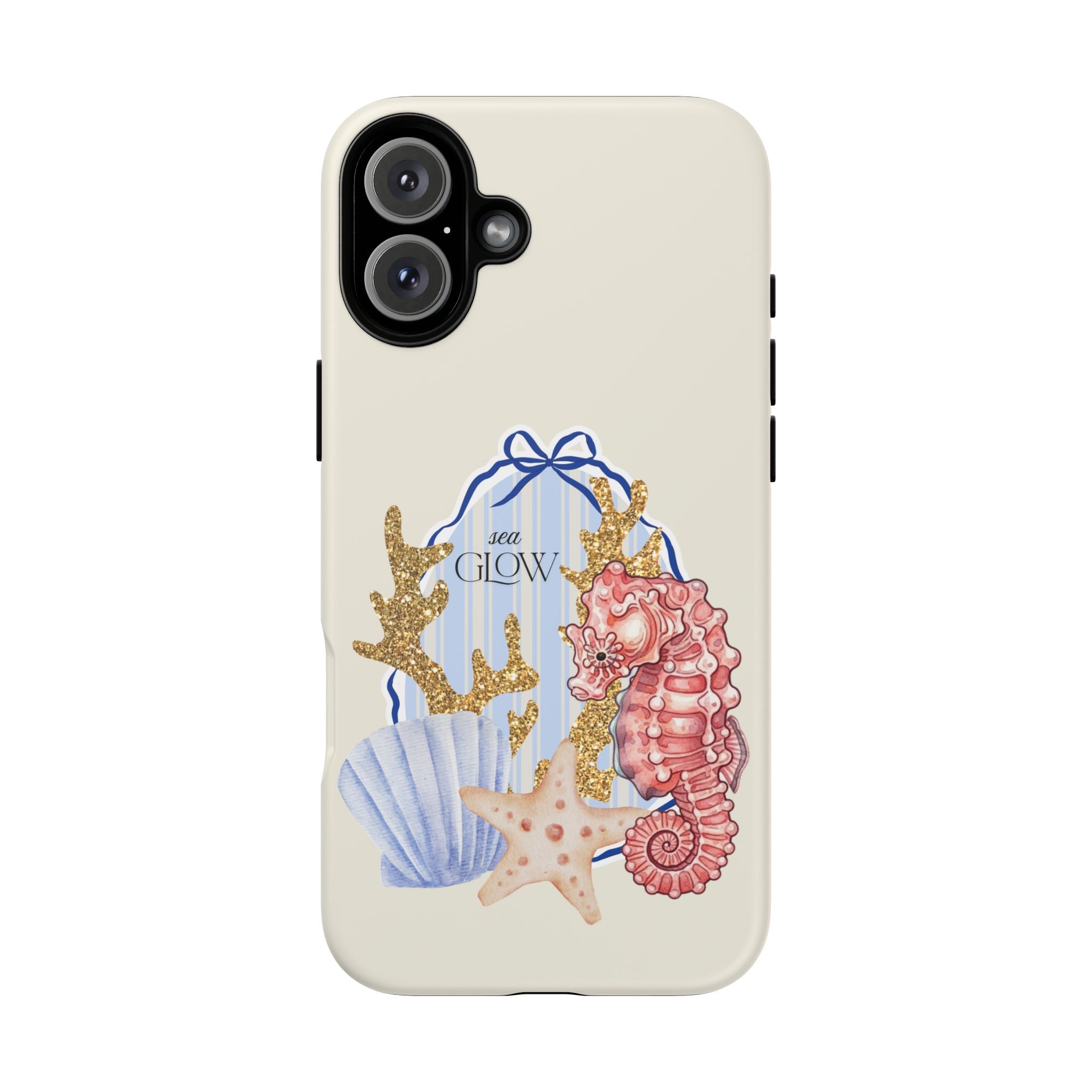 Glowy Summer Sea Phone Case — Coral, Blue & Beige Nostalgic Ocean Vibes