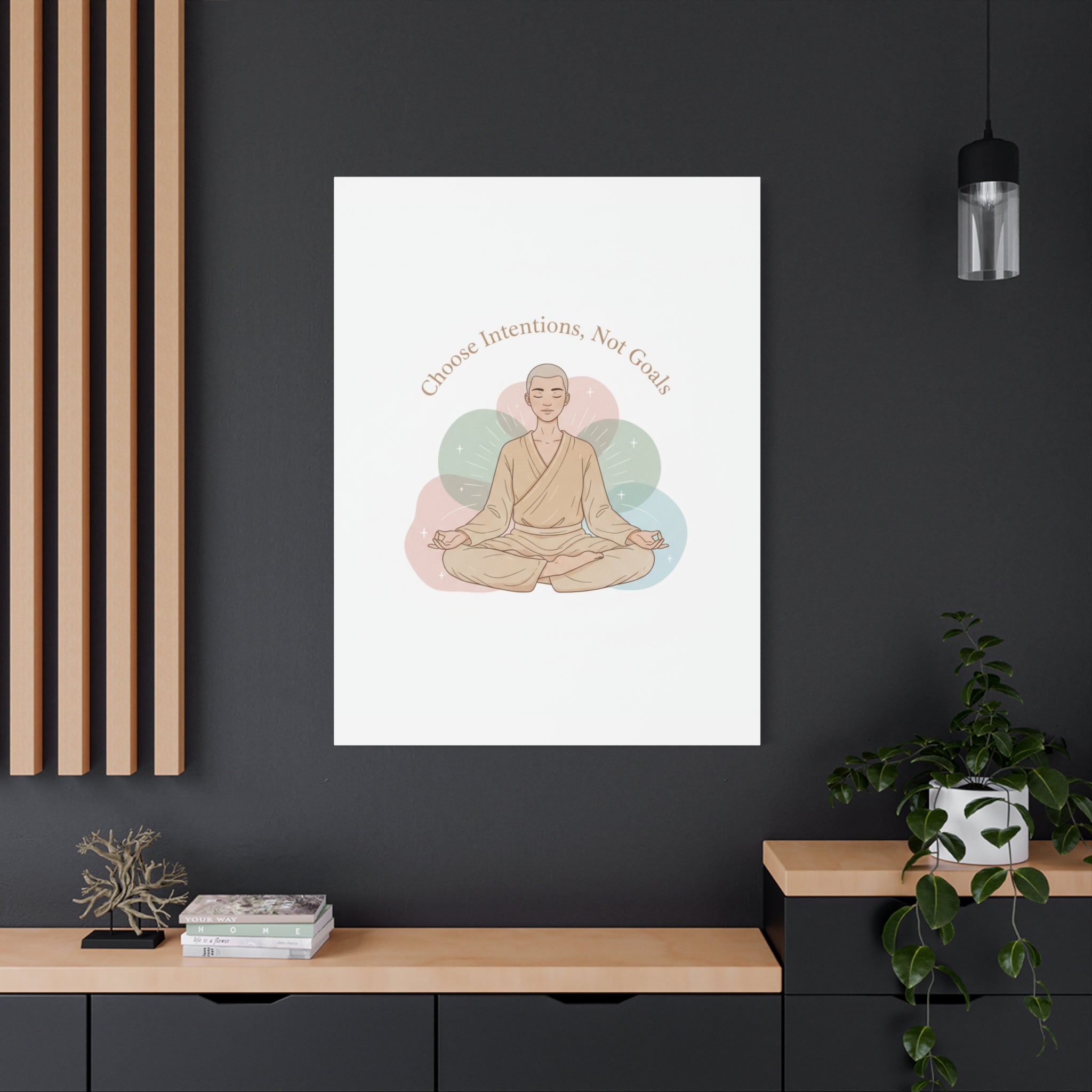 Choose Intentions Not Goals Canvas | gentle wellness poster, intention art