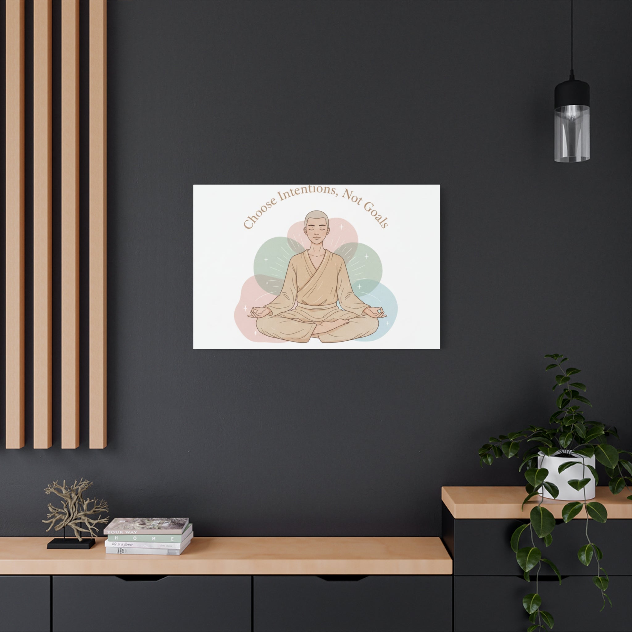 Choose Intentions Not Goals Canvas | gentle wellness poster, intention art