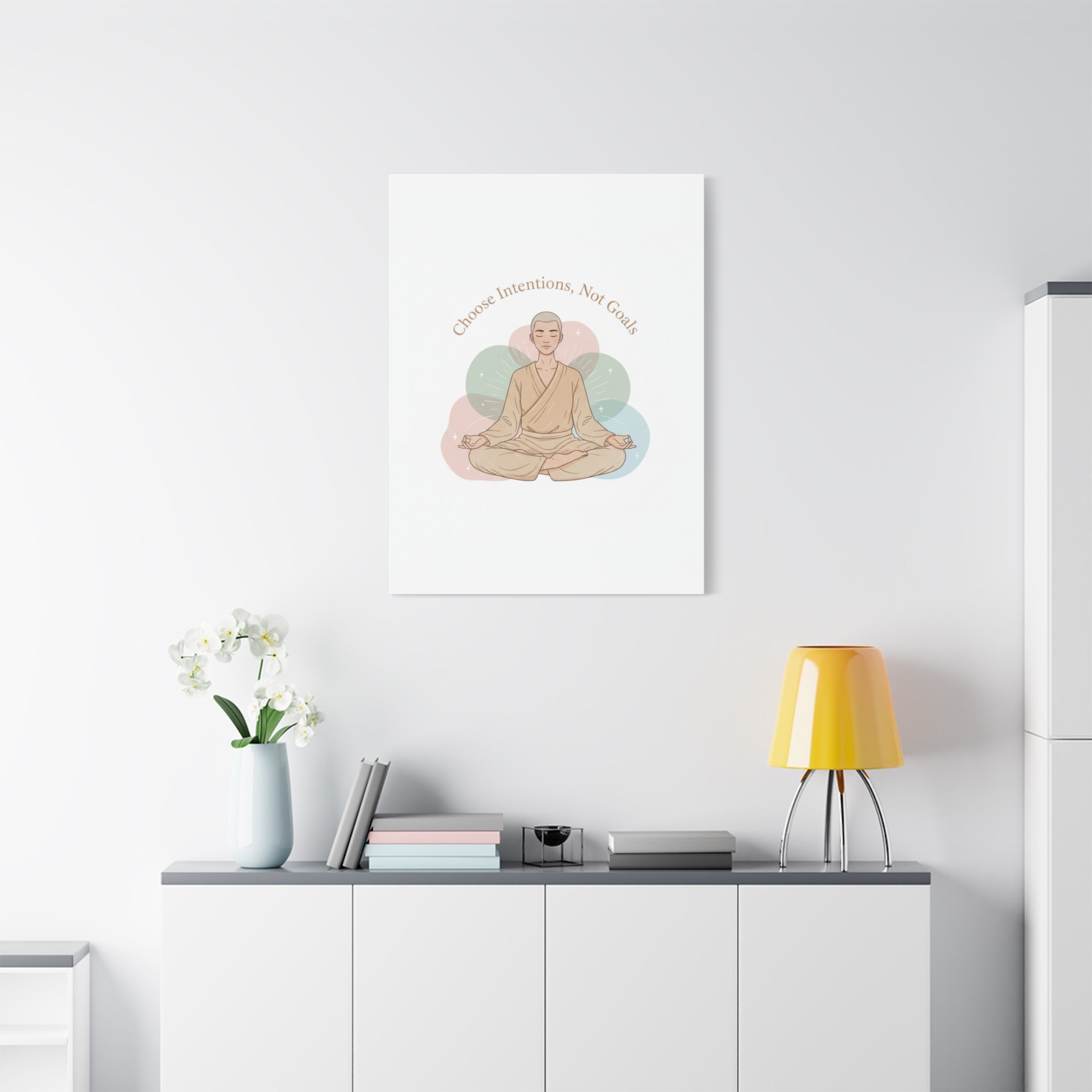 Choose Intentions Not Goals Canvas | gentle wellness poster, intention art