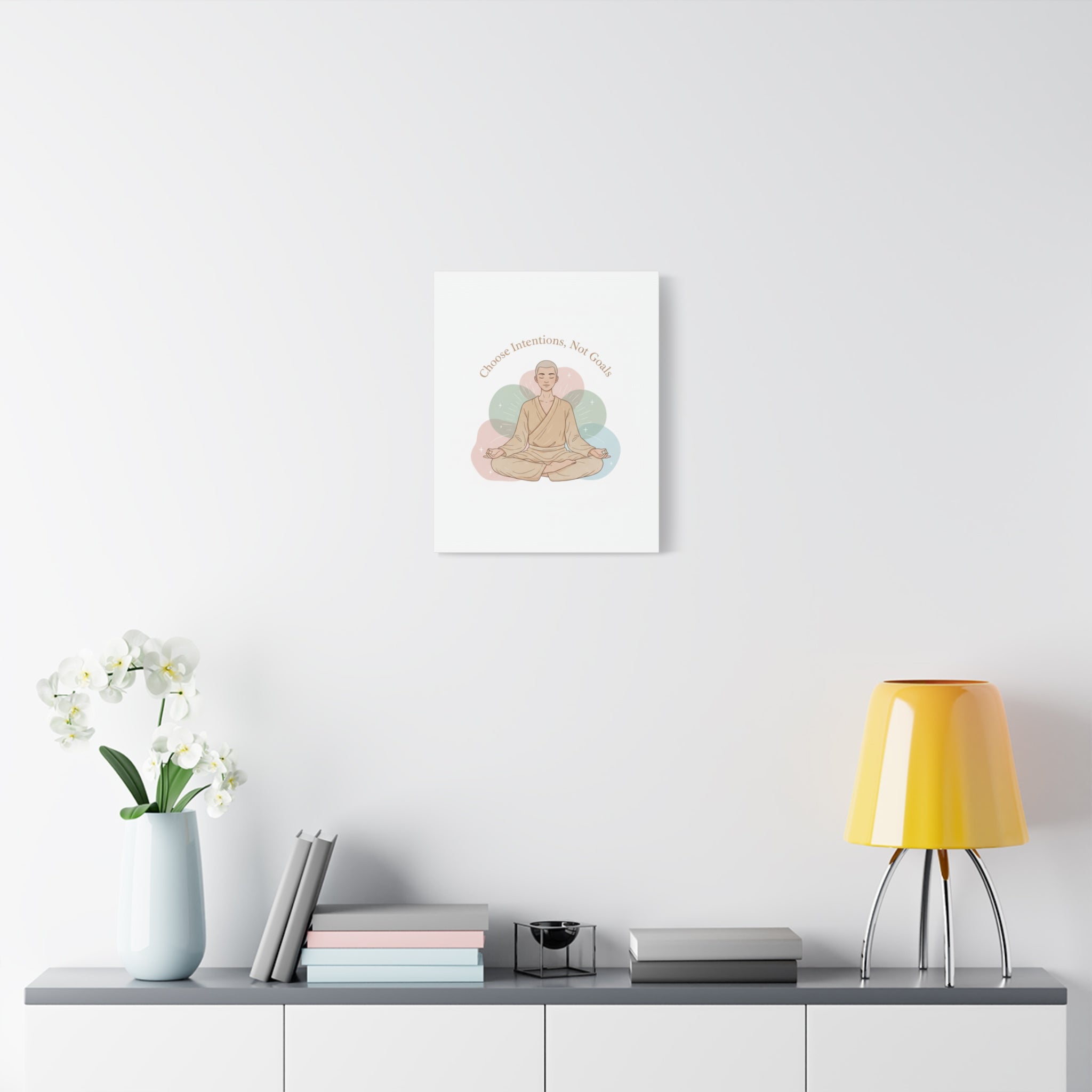Choose Intentions Not Goals Canvas | gentle wellness poster, intention art