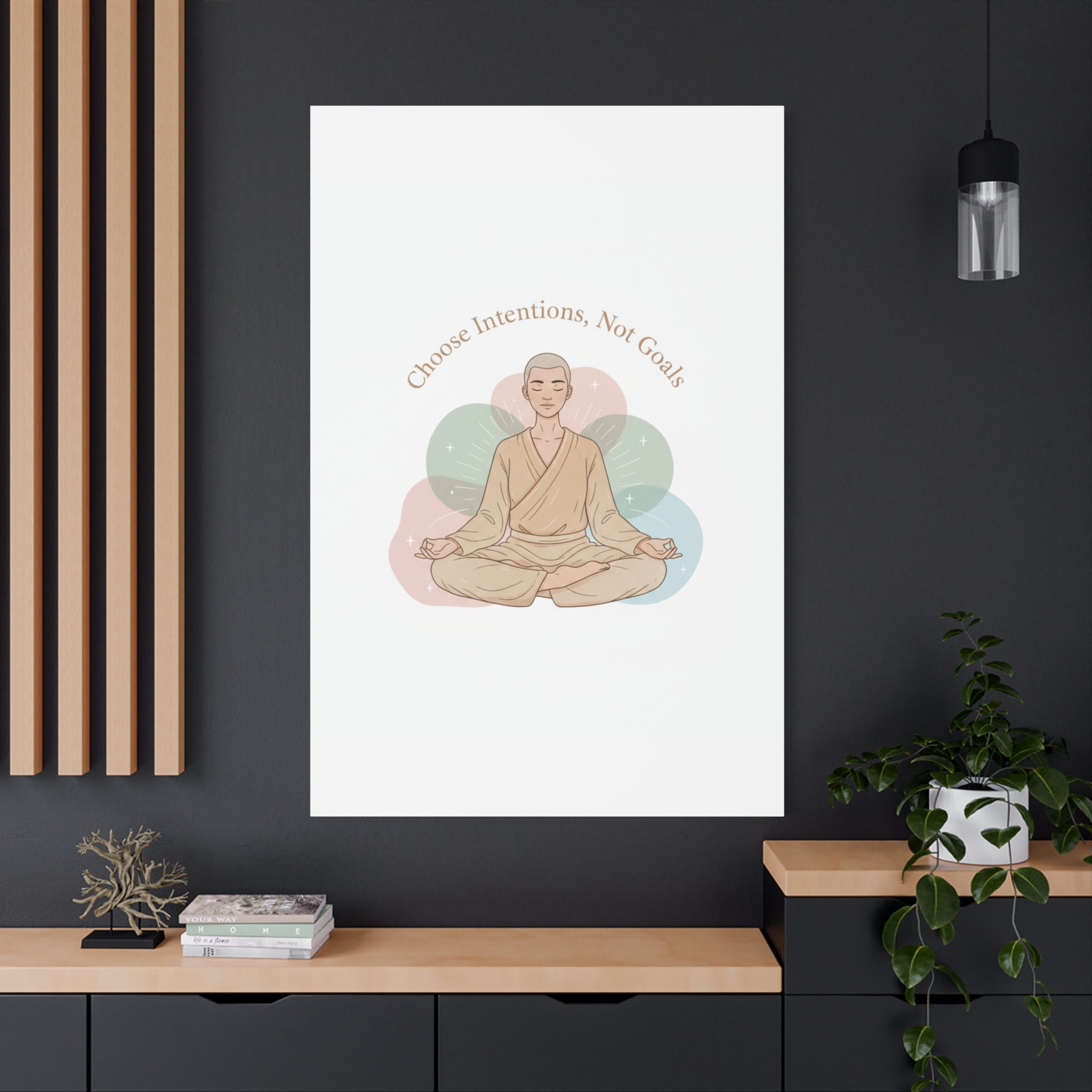 Choose Intentions Not Goals Canvas | gentle wellness poster, intention art