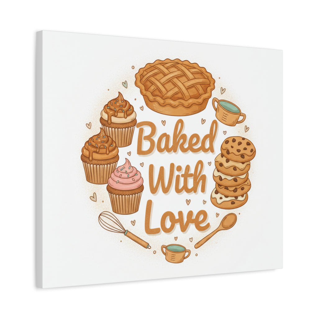 Baked With Love Canvas | Cozy Baking Aesthetic, Flour Power Decor