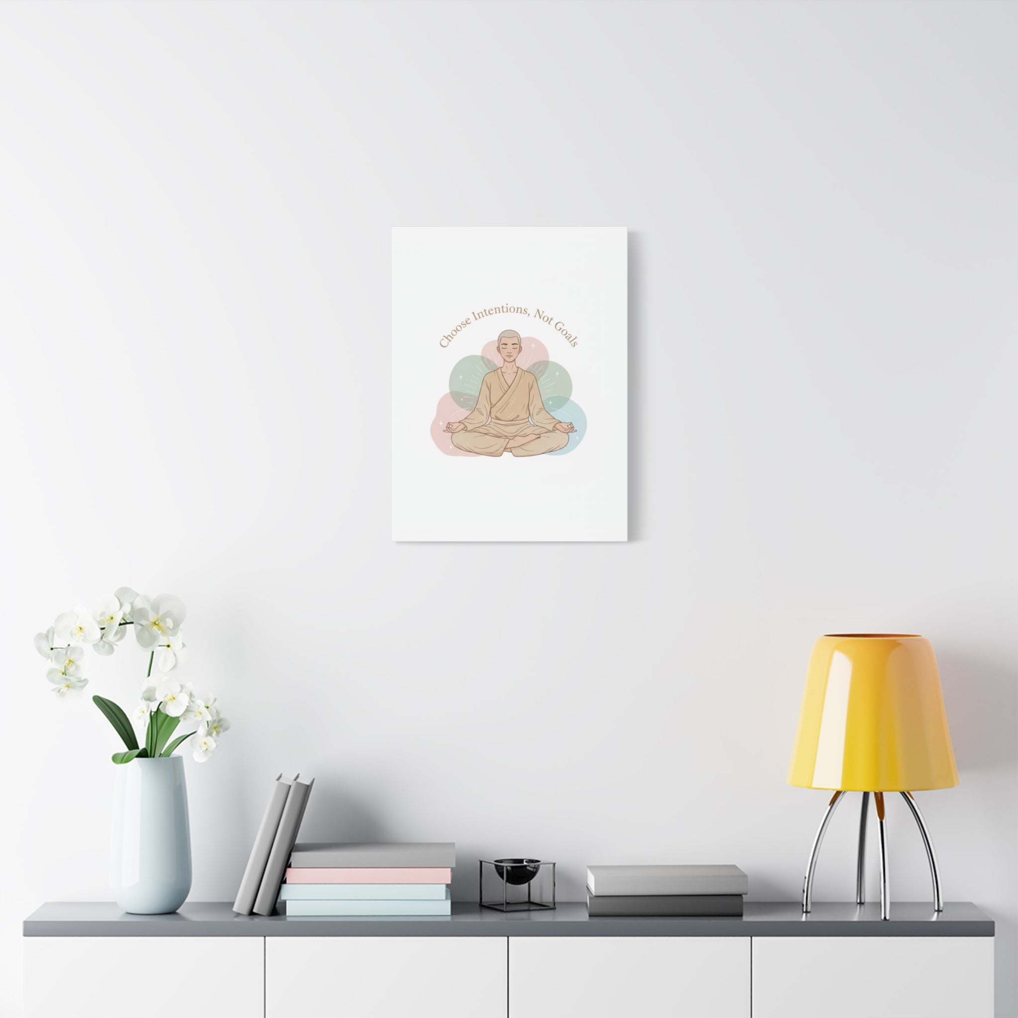 Choose Intentions Not Goals Canvas | gentle wellness poster, intention art