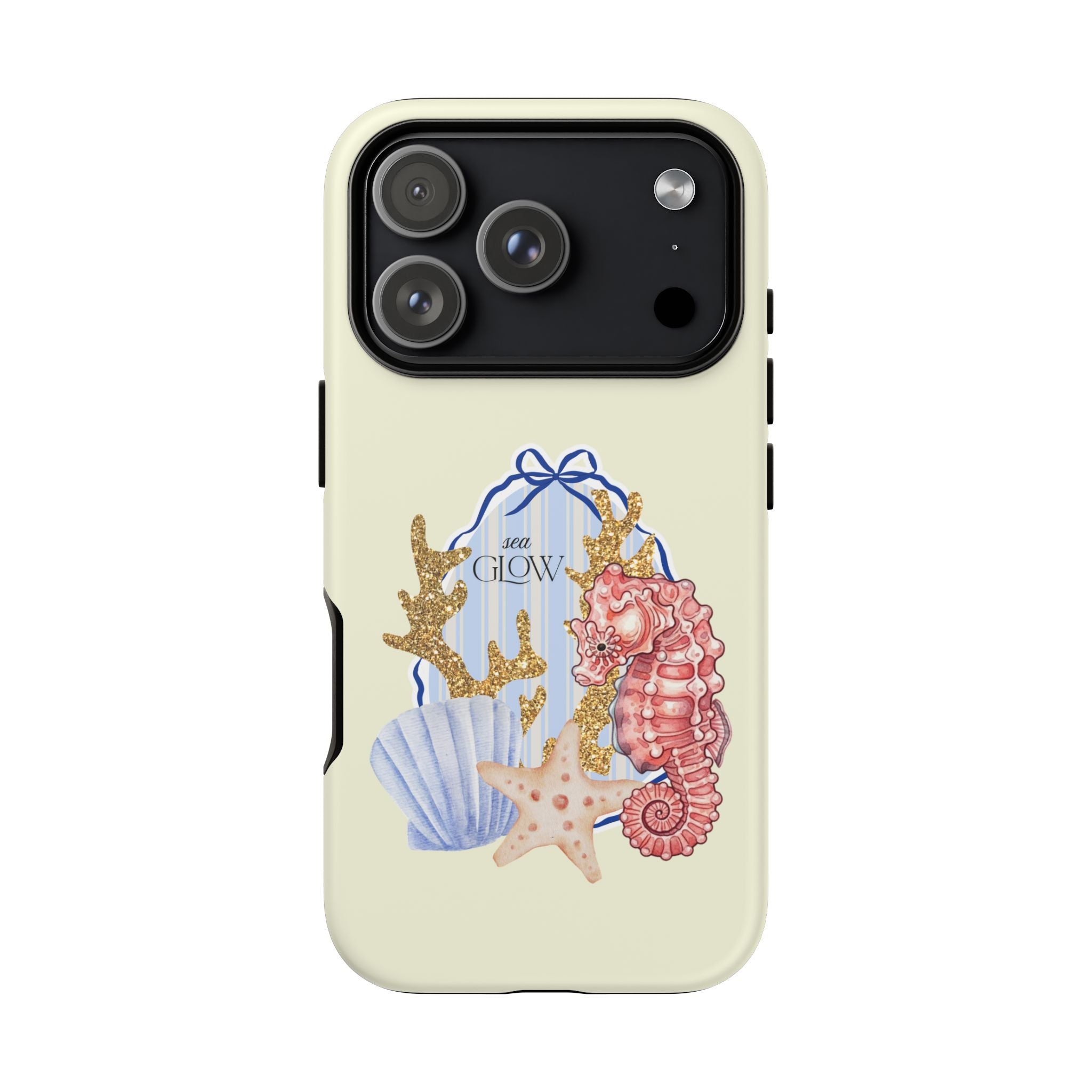 Glowy Summer Sea Phone Case — Coral, Blue & Beige Nostalgic Ocean Vibes