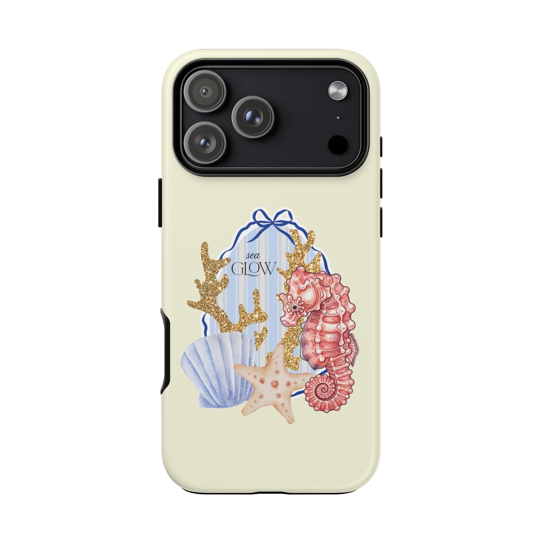 Glowy Summer Sea Phone Case — Coral, Blue & Beige Nostalgic Ocean Vibes