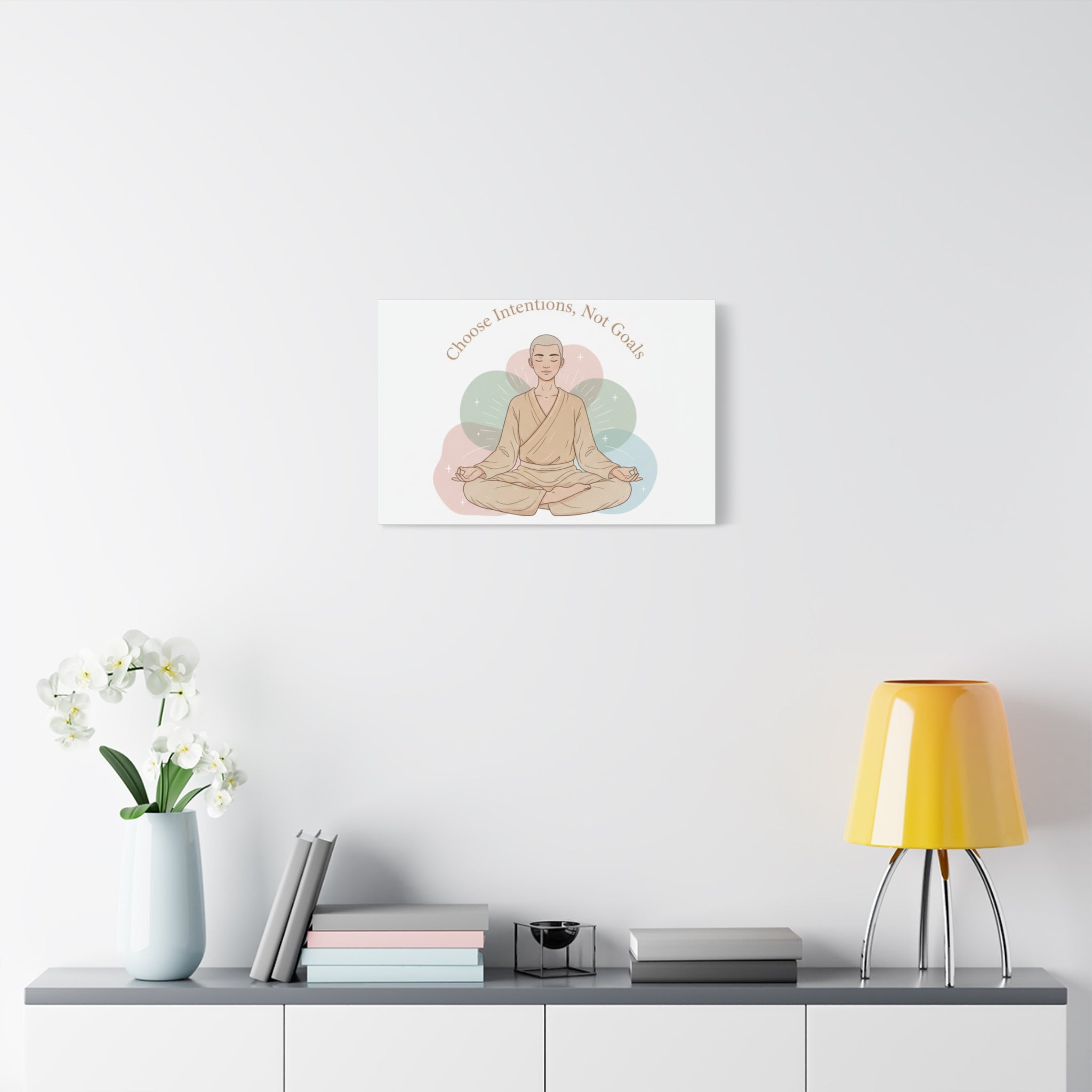 Choose Intentions Not Goals Canvas | gentle wellness poster, intention art