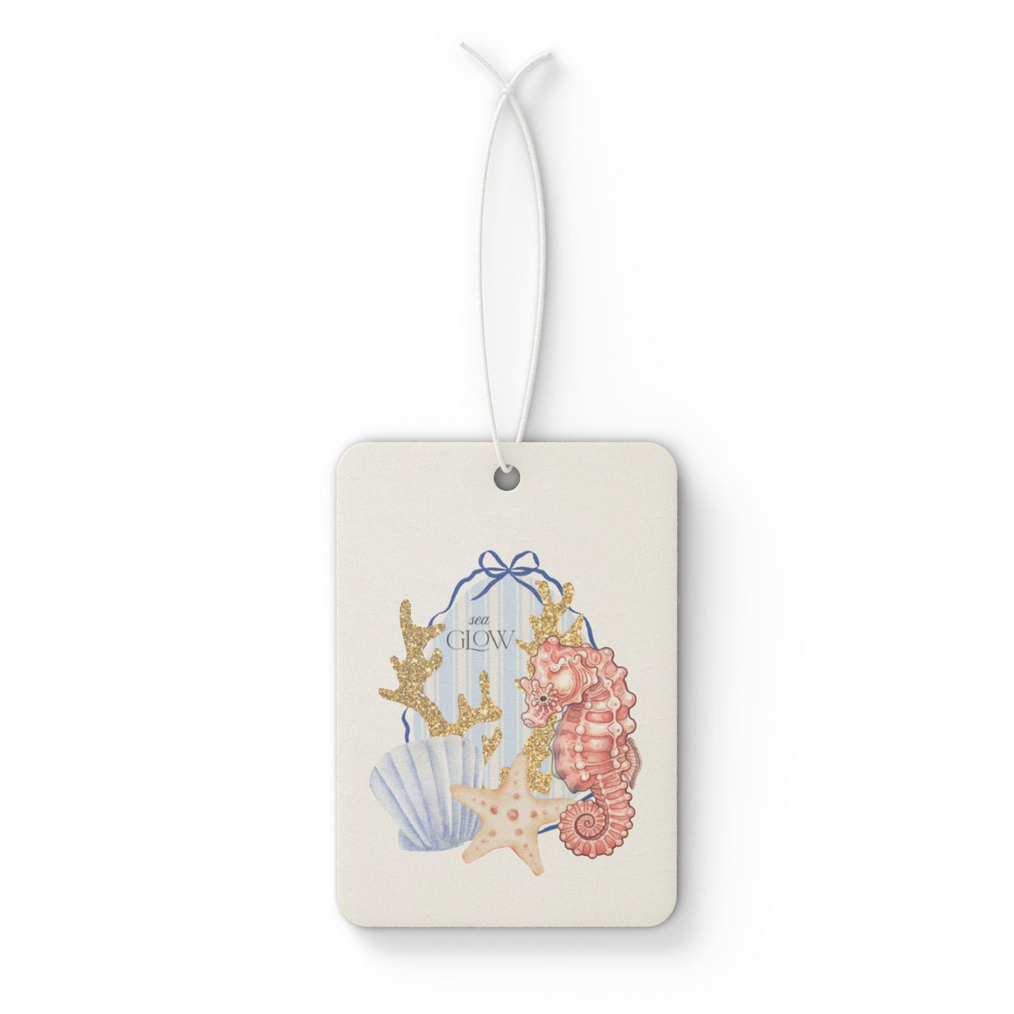 Seaside Shells Car Air Freshener – Coastal Seahorse & Starfish Scented Tag