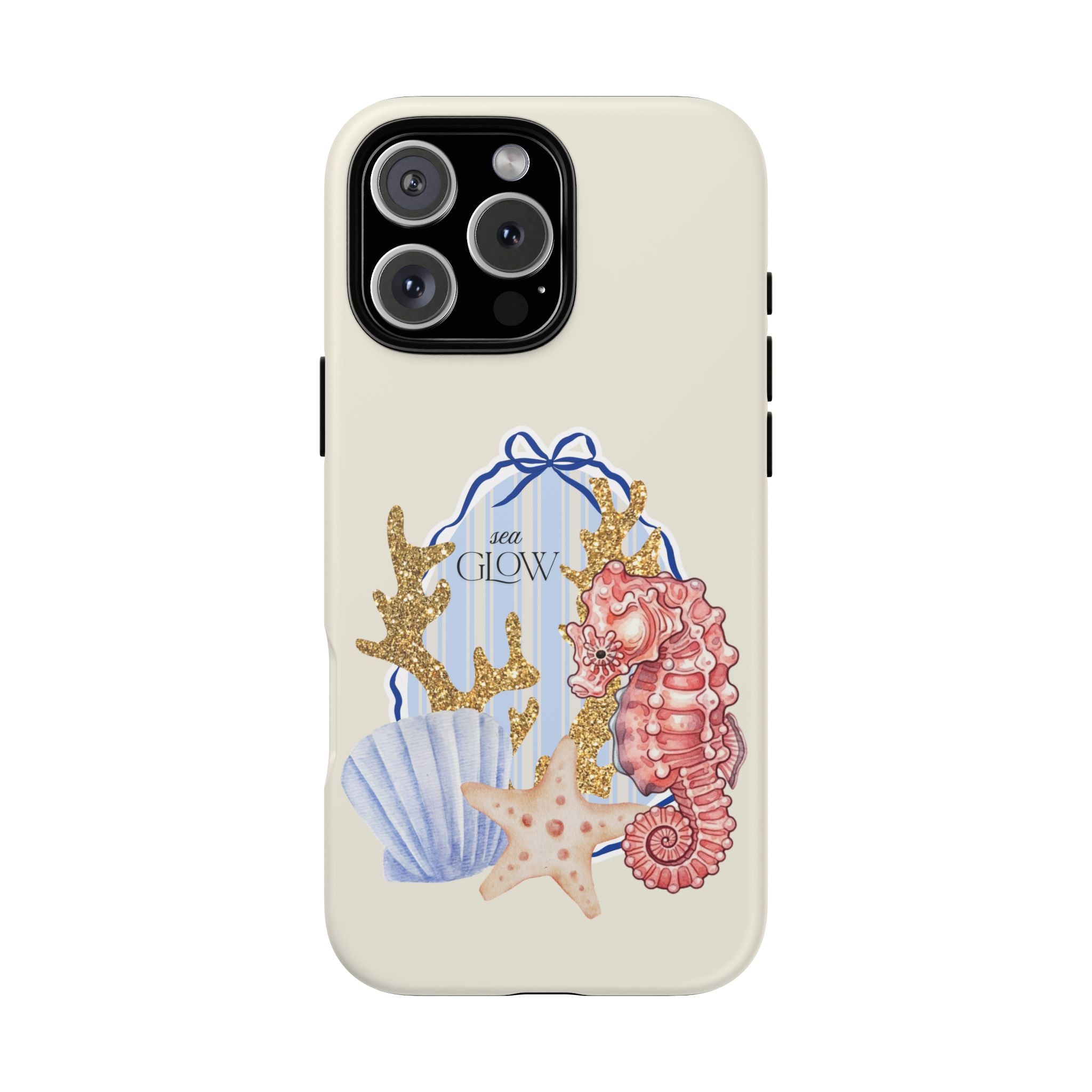 Glowy Summer Sea Phone Case — Coral, Blue & Beige Nostalgic Ocean Vibes