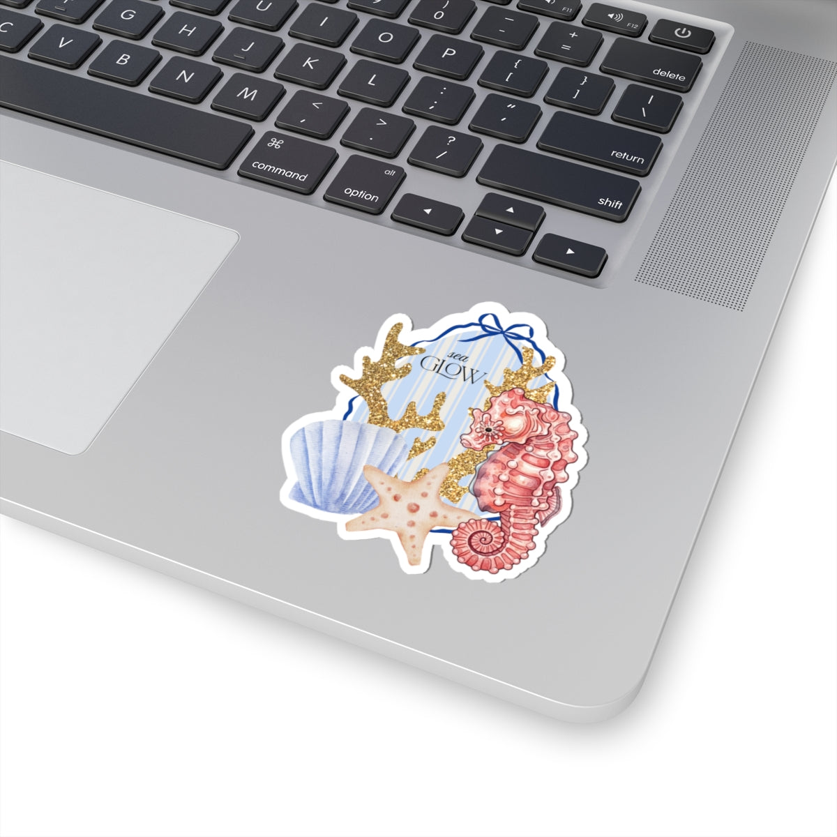 Sea Glow Seahorse Stickers — Coastal Shell & Starfish Kiss-Cut Sticker