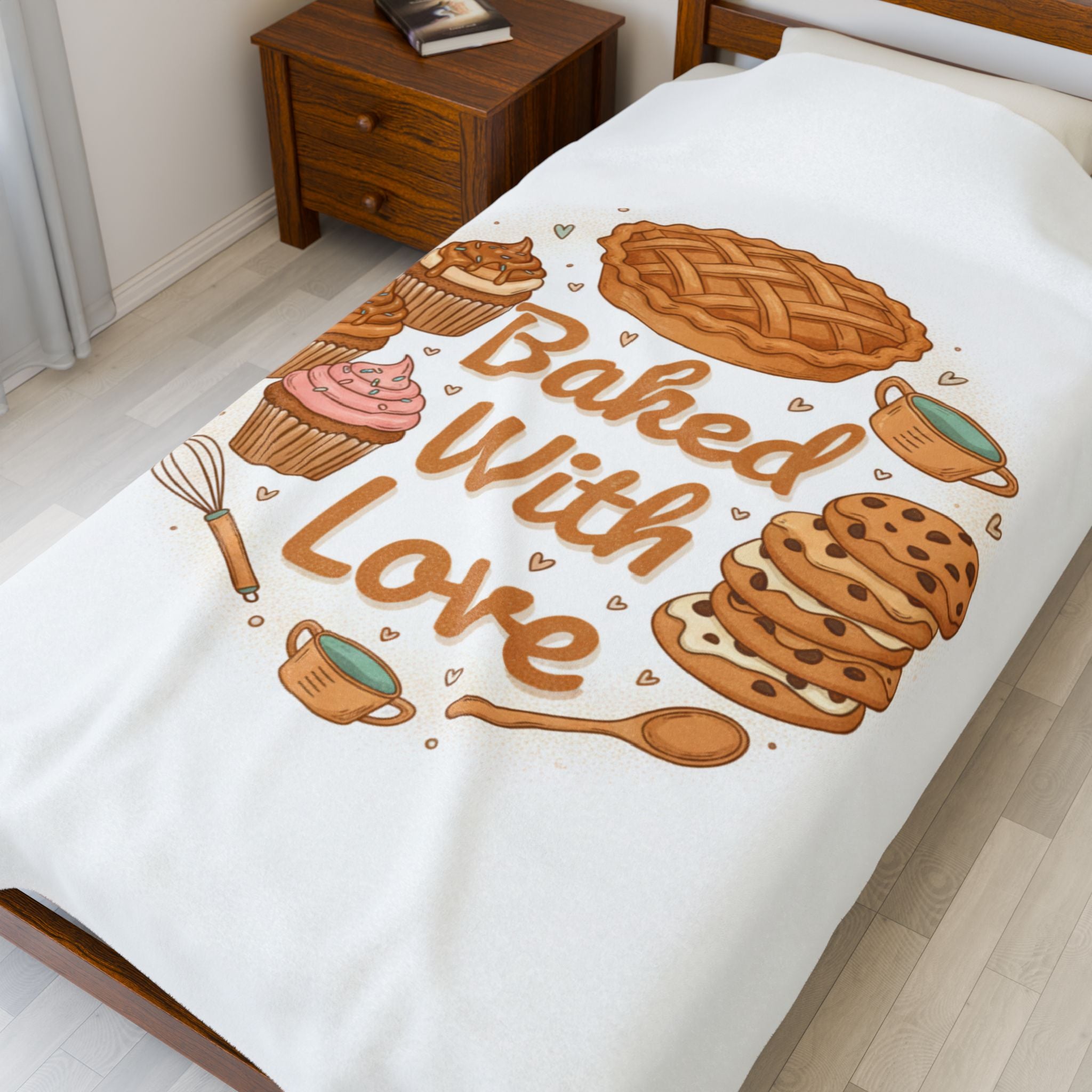 Velveteen Plush Blanket — Cozy Baking Theme Throw